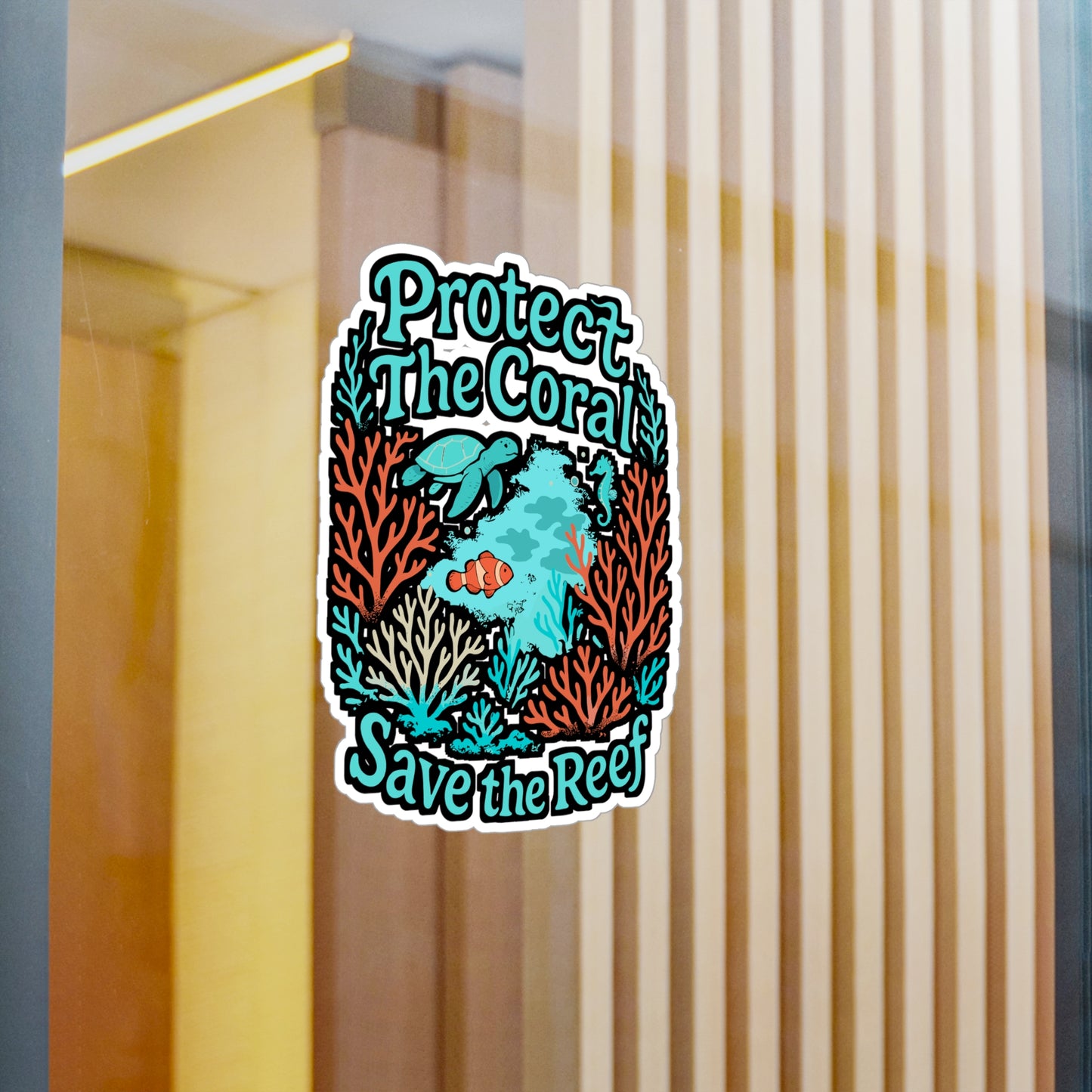 Protect the Coral Save the Reef – Vinyl Sticker for Laptop, Water Bottle, Hydro Flask | Ocean Conservation Gift, Marine Life Decor