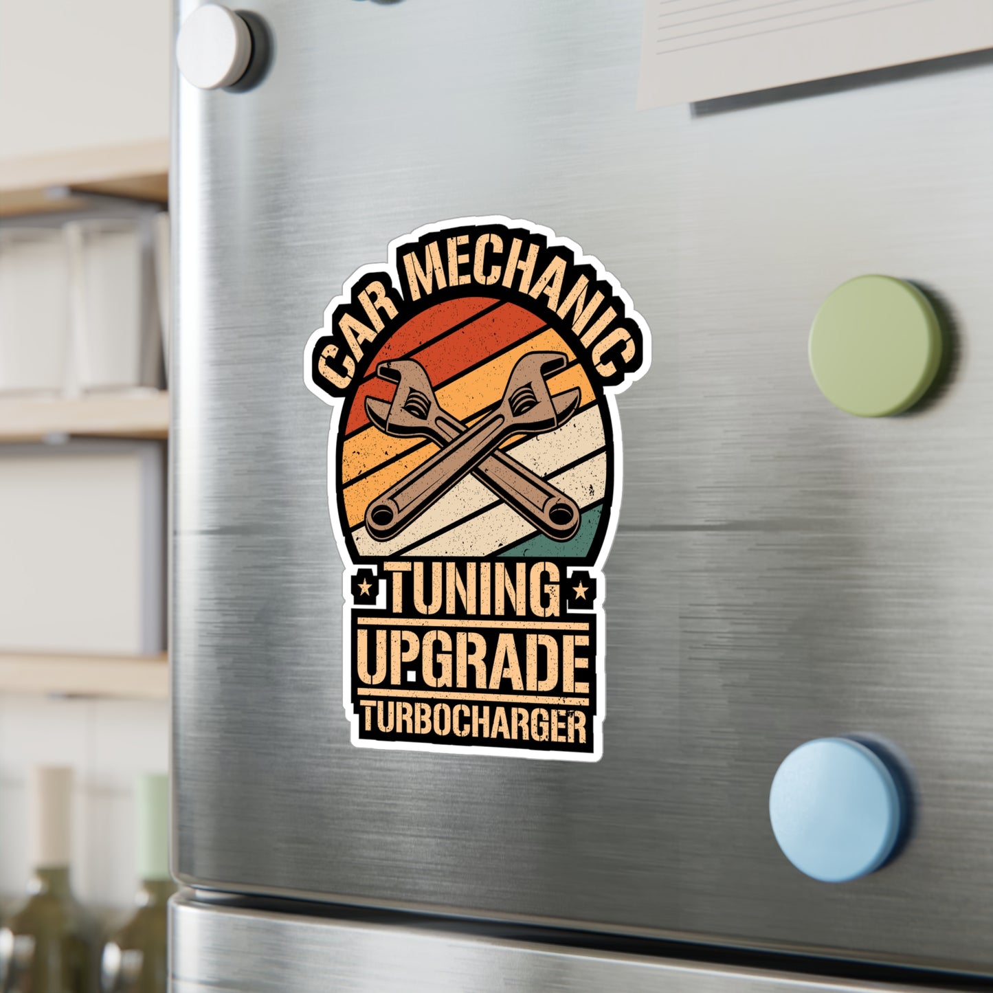 Car Mechanic Tuning Upgrade Turbocharger - Car mechanic job Sticker for Laptop Sticker. Water Bottle Sticker, Vinyl Car mechanic Decal - Car mechanic job Gift