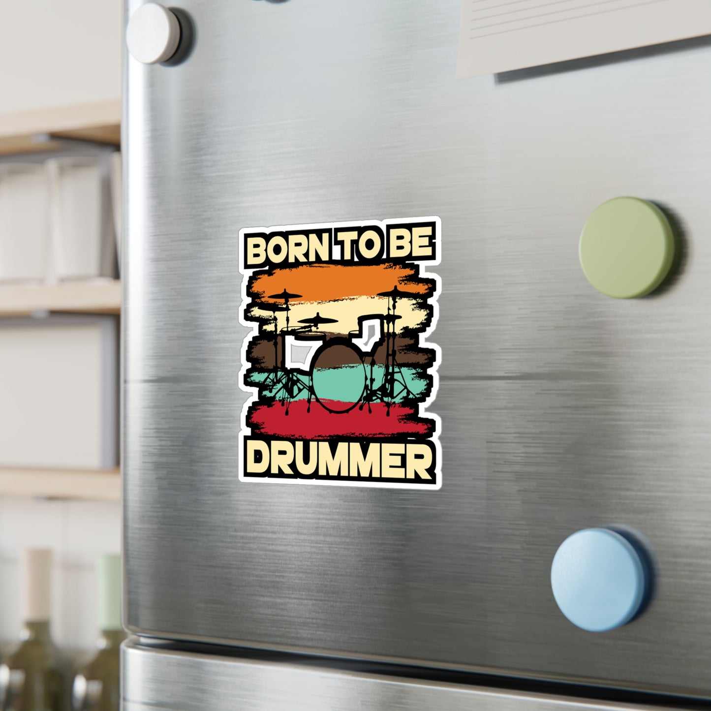 Born To Be Drummer - Drums Sticker for Car Window Laptop Sticker. Water Bottle Sticker, Vinyl Drummer Decal, Drum kit Sticker - Drums Gift