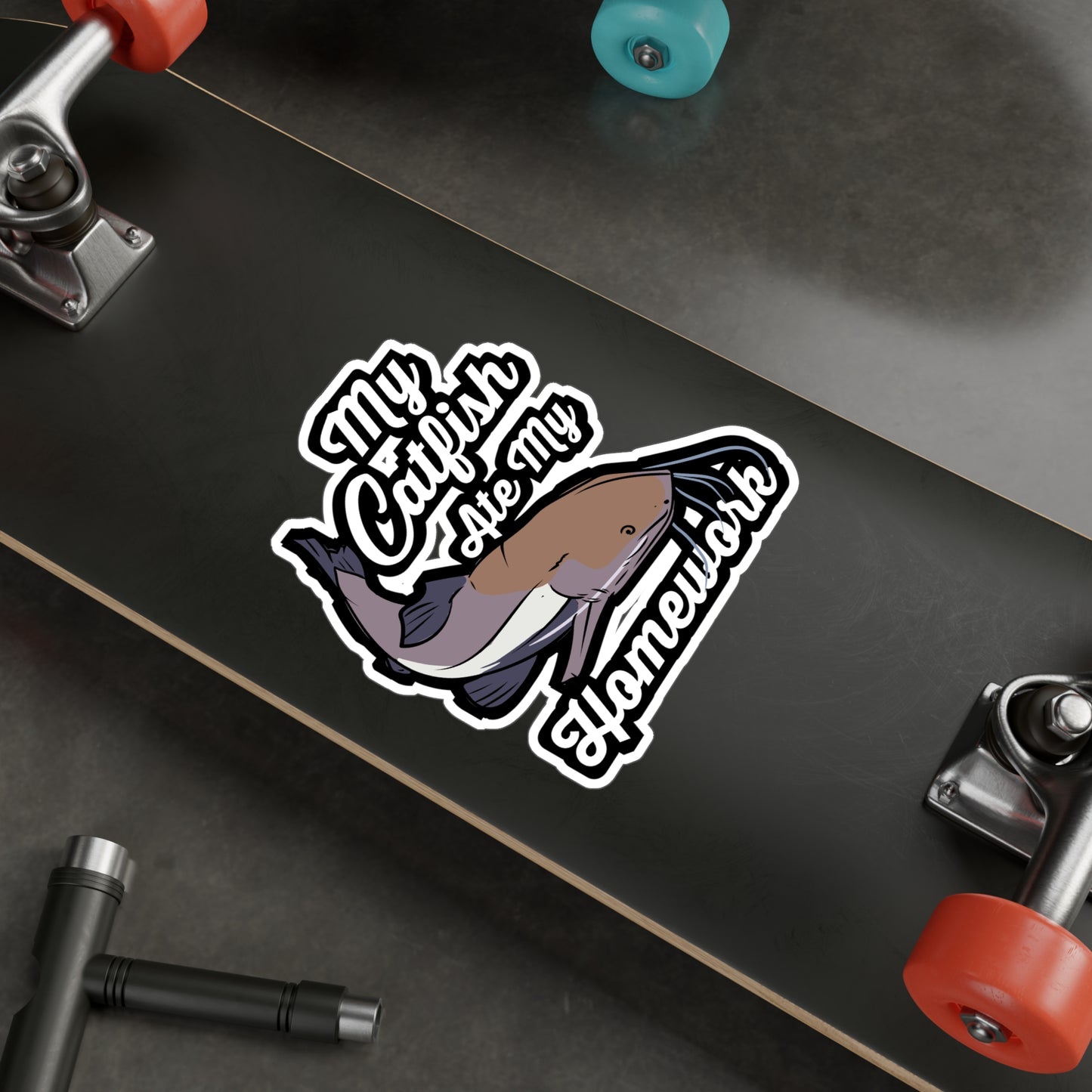 My Catfish Ate My Homework - Catfish Sticker for Laptop Sticker. Water Bottle Sticker, Vinyl Goonch Decal - Catfish Gift