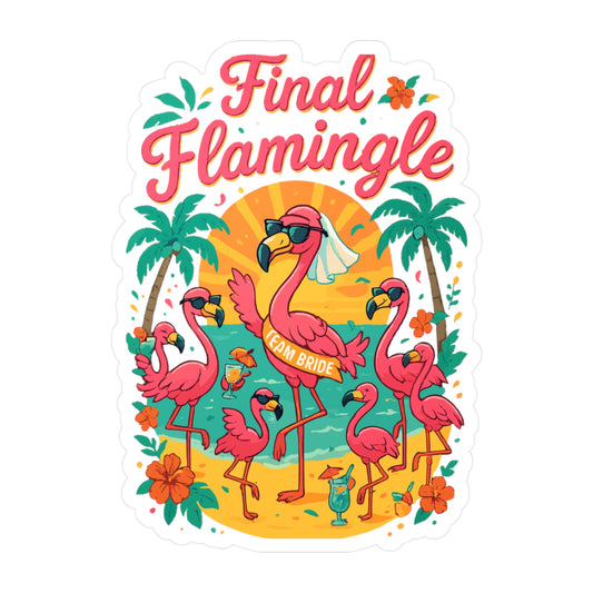 Flamingo Sticker – Final Flamingle Tropical Decals for Laptop, Water Bottle, Sunset Beach Vinyl Waterproof Stickers