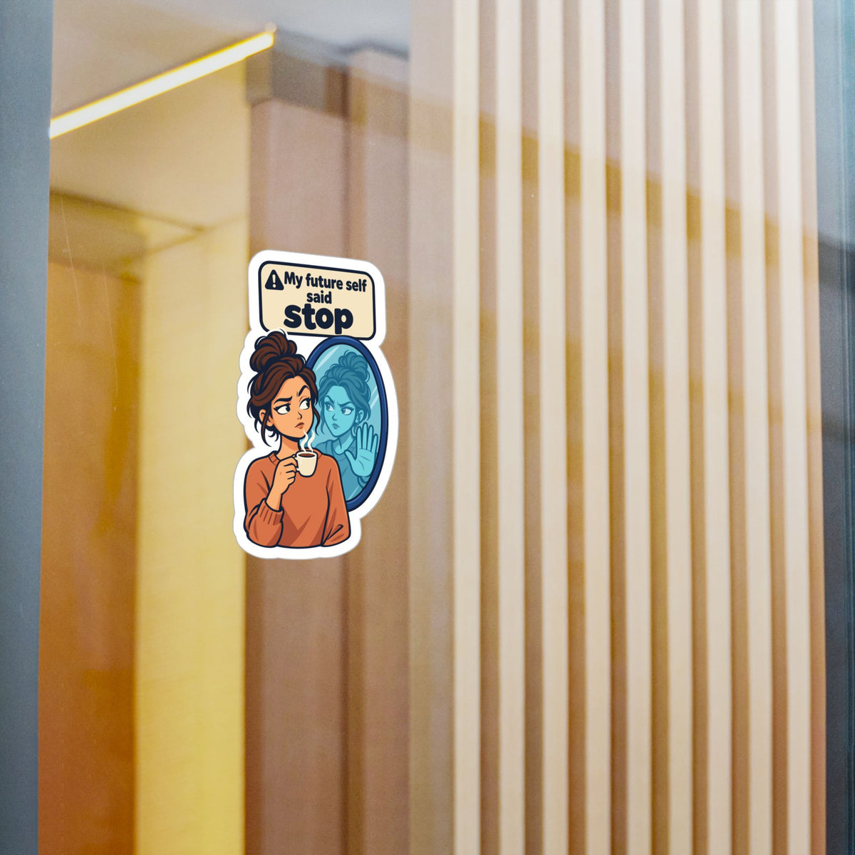 Comic Sticker – My Future Self Said Stop, Doppelgänger Warning Decals for Laptop and Water Bottle