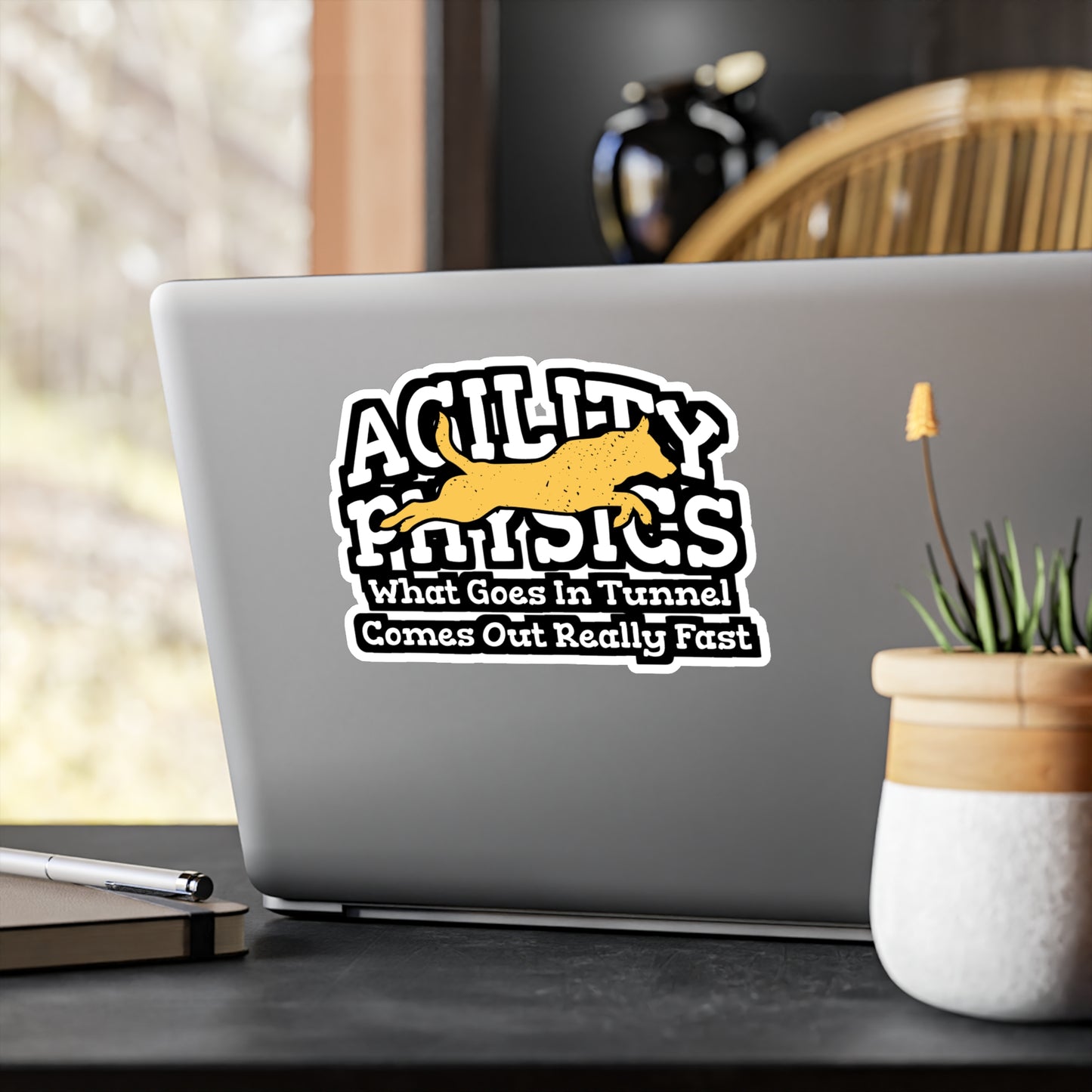 Agility Physics What Goes In Tunnel Comes Out Really Fast | Dog-trainer Sticker | Agility Decals | Dog-trainer Gift