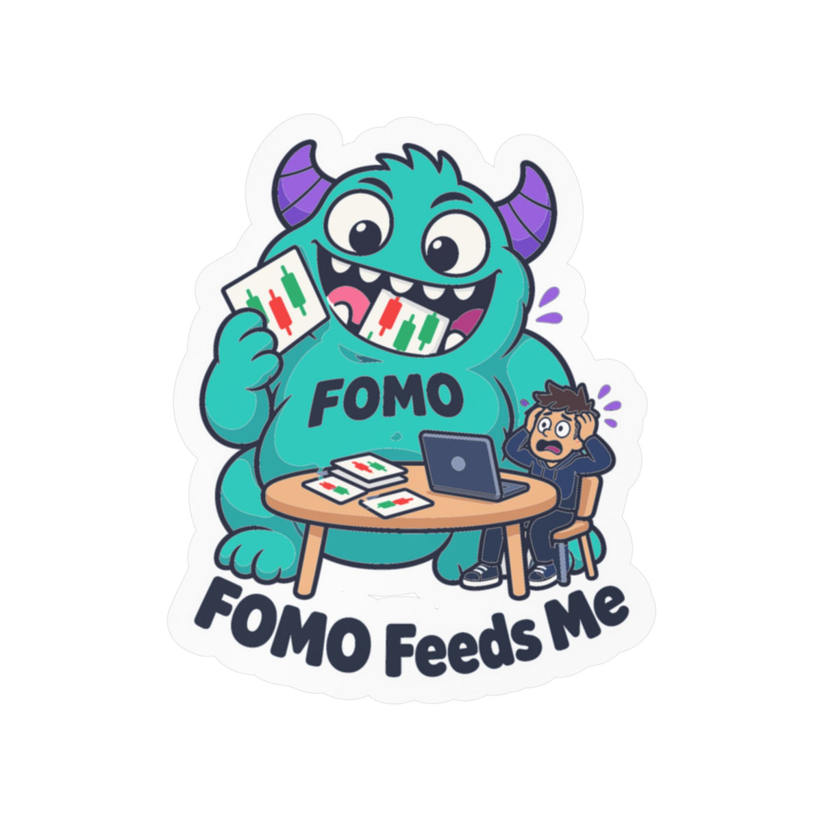 Day Trading Sticker - FOMO Feeds Me Trader Decals for Stock Market and Forex Fans, Laptop or Water Bottle