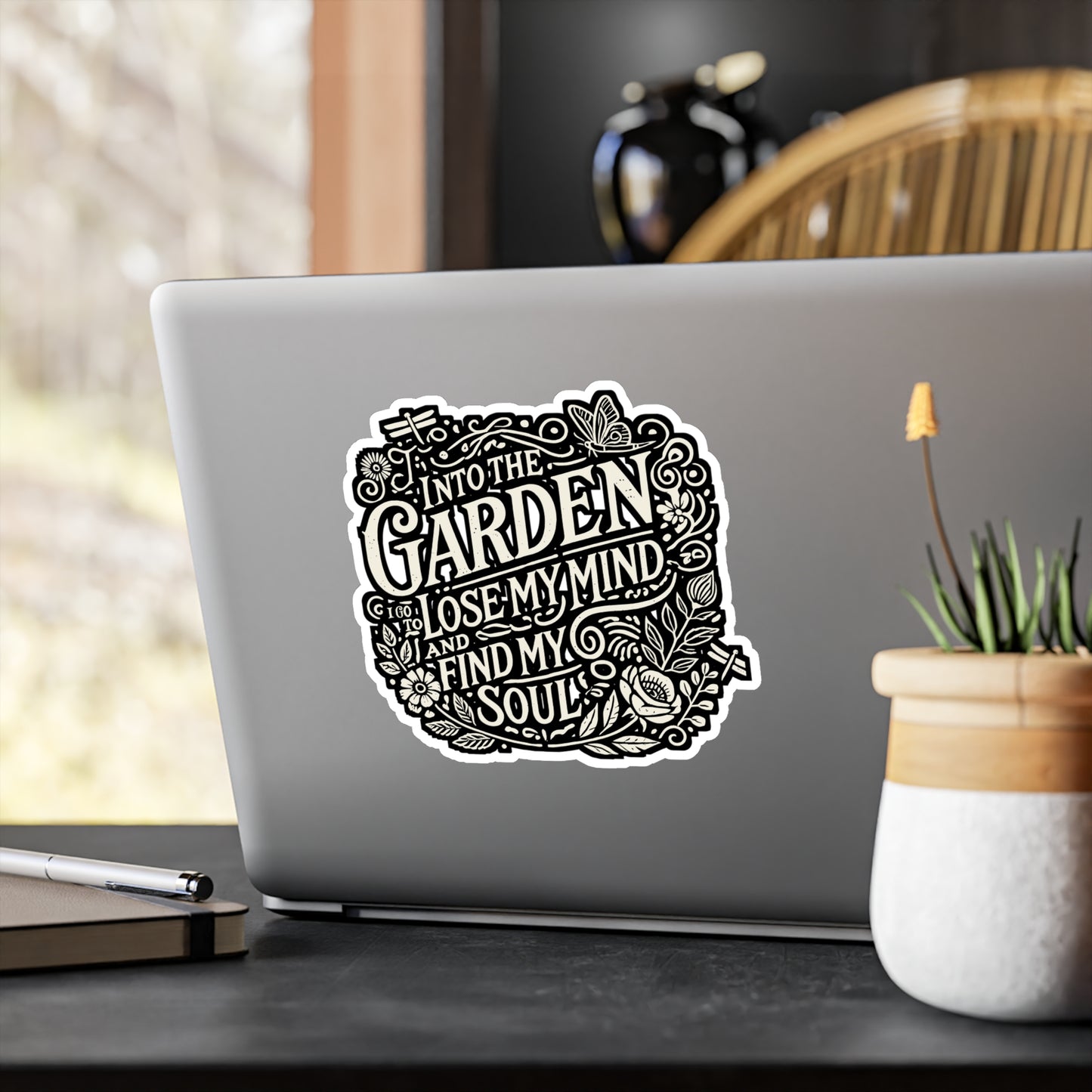 Into The Garden I Go to Lose My Mind and Find My Soul – Gardening Sticker for Laptop or Water Bottle | Vinyl Organic Decal, Gardening Gift for Plant Lovers