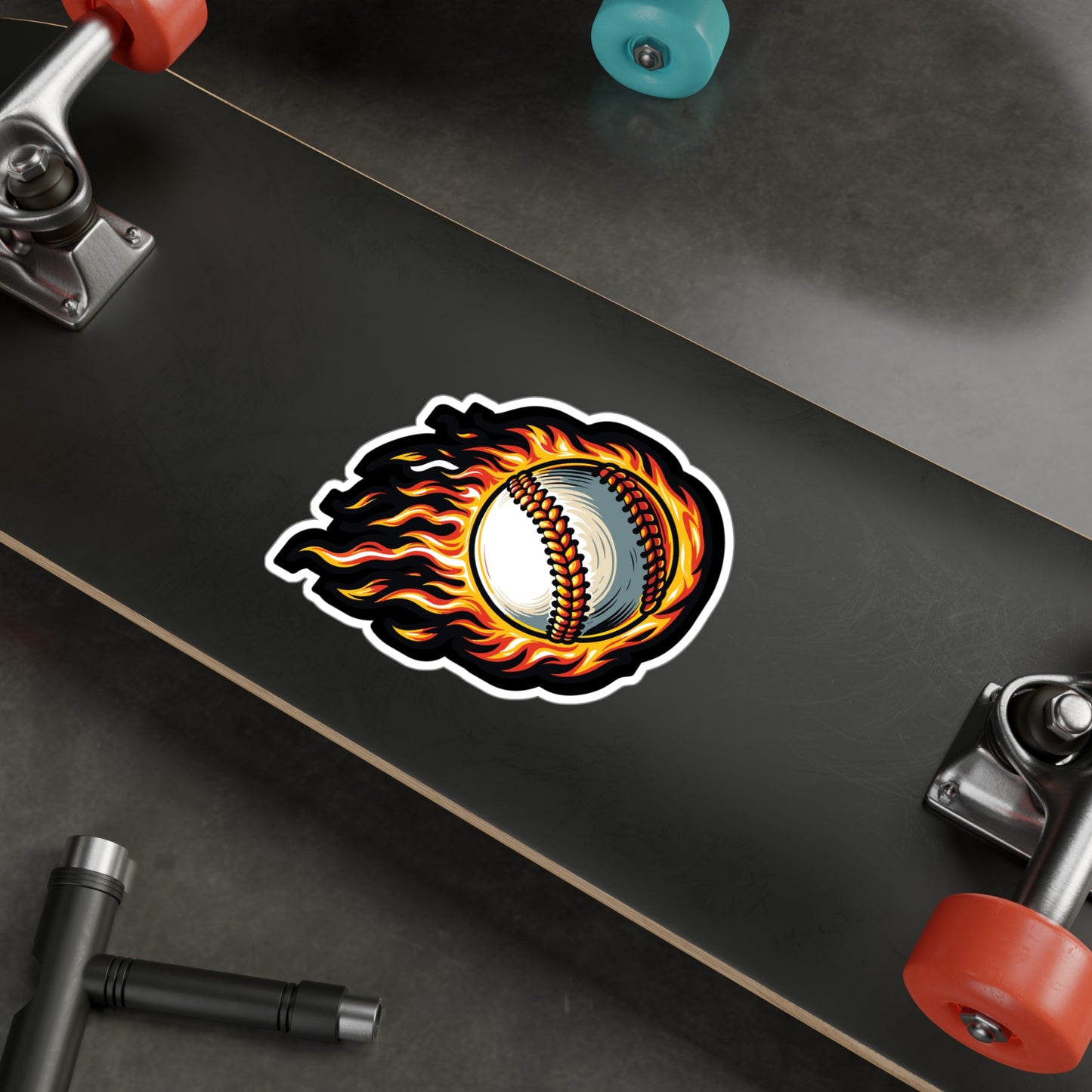 Fire Baseball - Baseball Sticker for Car Window Laptop Sticker. Water Bottle Sticker, Vinyl Player Decal, Sports Sticker - Baseball Gift