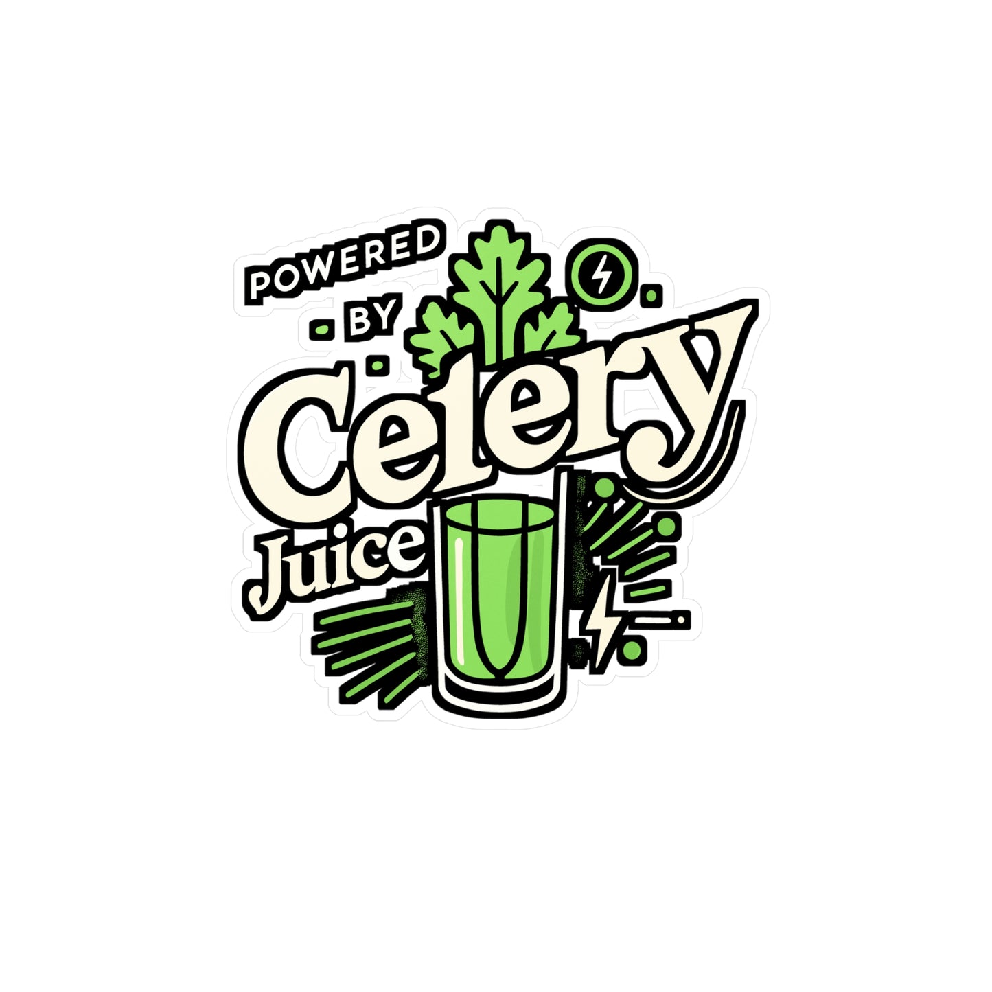 Powered by Celery Juice – Funny Vinyl Sticker for Laptop, Car Window or Water Bottle | Vegan Vegetable Decal Gift