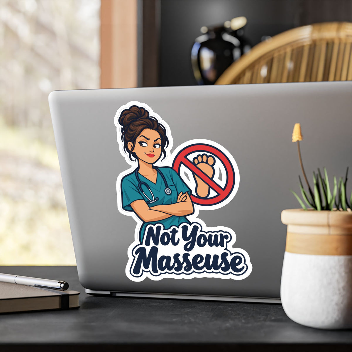 Nurse Sticker “Not Your Masseuse” Vinyl Decals for Laptop, Water Bottle, Nursing Student Gift