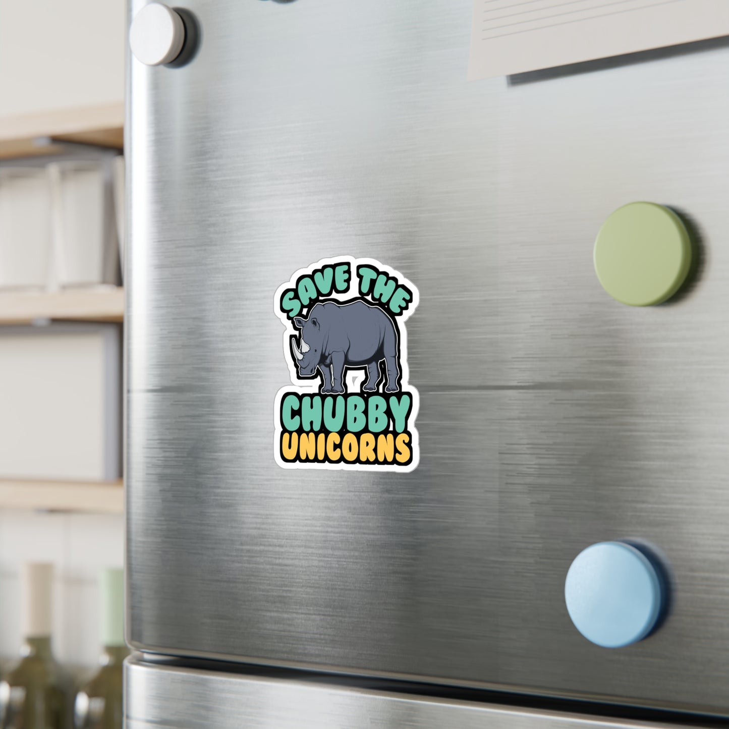Save The Chubby Unicorns - Rhino Sticker for Laptop Sticker. Water Bottle Sticker, Vinyl Rhinoceros Decal - Rhino Gift