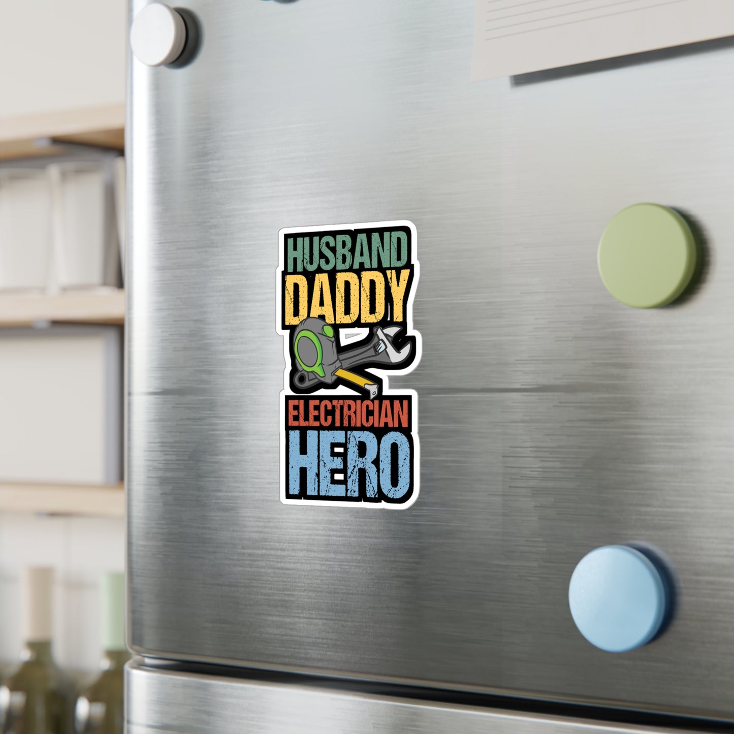 Husband Daddy Electrician Hero - Electrician Sticker for Laptop Sticker. Water Bottle Sticker, Vinyl Stripper Decal - Electrician Gift