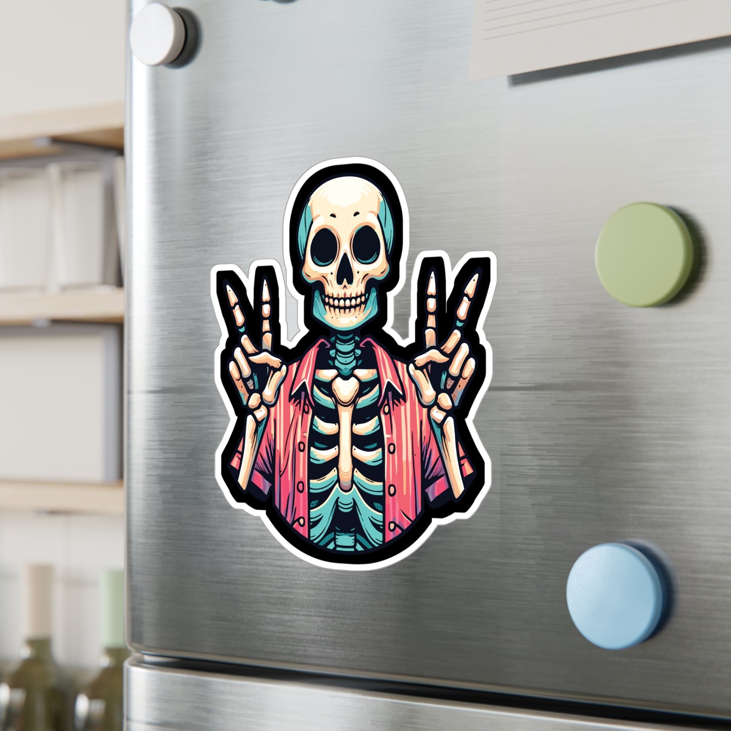 Skeleton Peace - Skeleton Sticker for Car Window Laptop Sticker. Water Bottle Sticker, Vinyl Peace Decal, Bones Sticker - Skeleton Gift