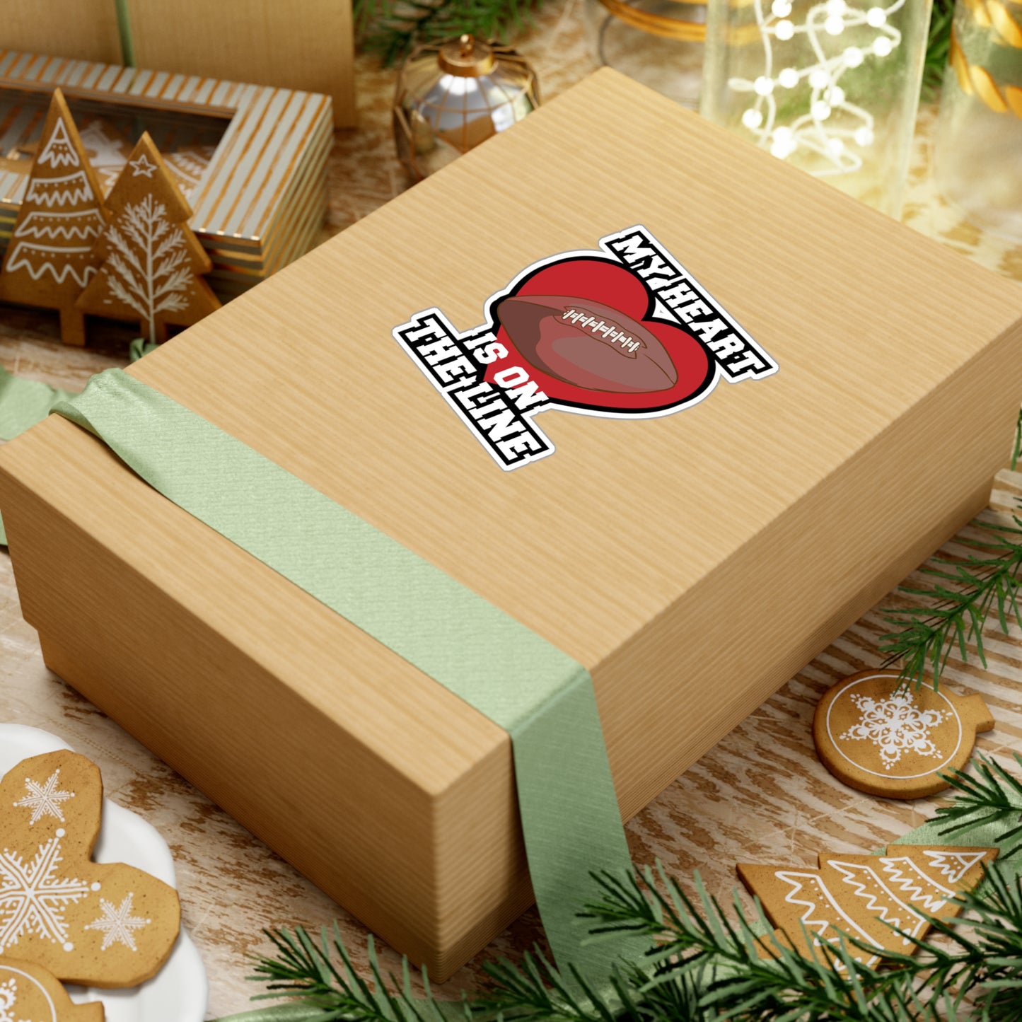 My Heart Is On The Line - Football Sticker for Laptop Sticker. Water Bottle Sticker, Vinyl Block Decal - Football Gift