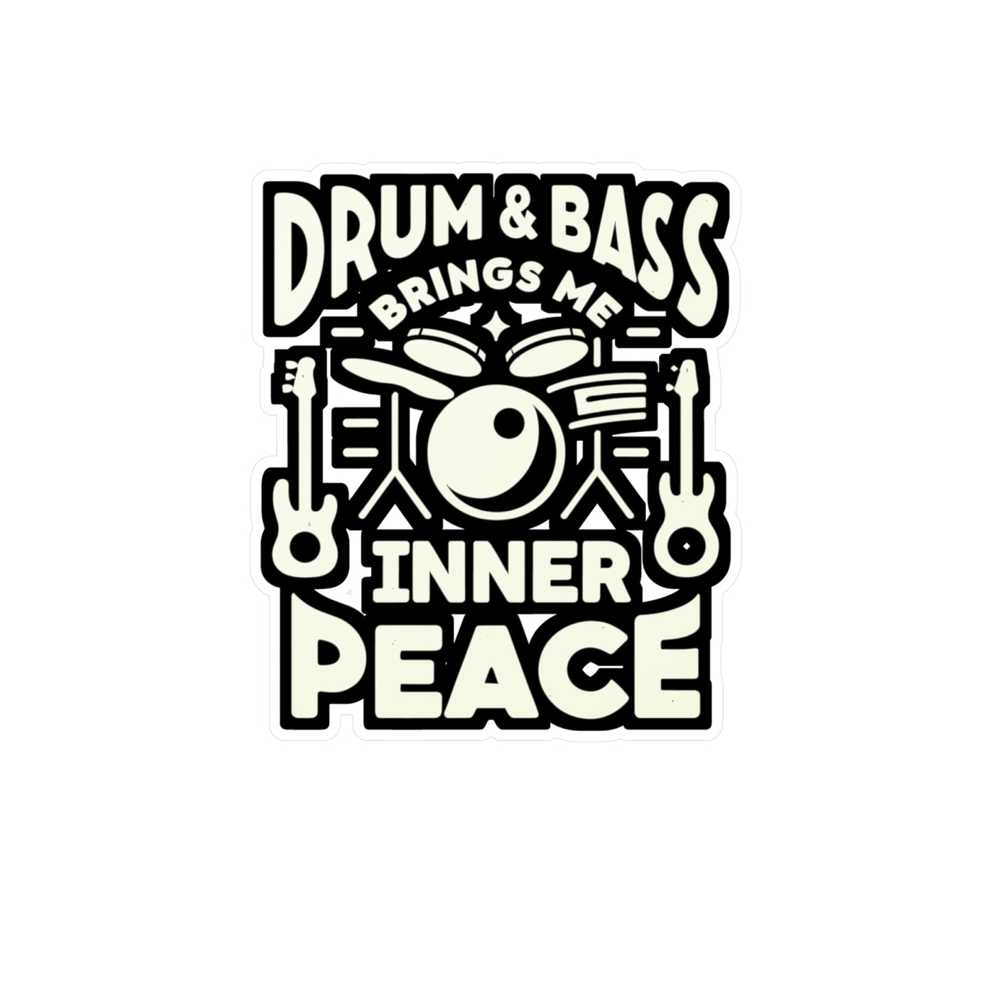 Drum and Bass Brings Me Inner Peace - Audio-engineer Sticker for Laptop Sticker. Water Bottle Sticker, Vinyl Monitor Decal - Audio-engineer Gift