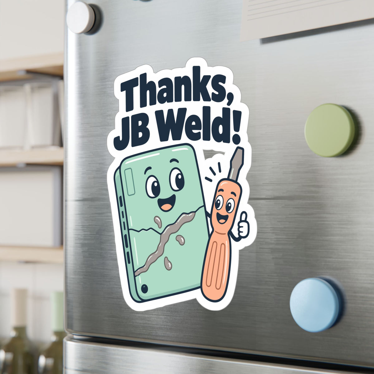 Upcycling Sticker - Thanks Jb Weld Design, Recycling Art Decals for Laptop and Water Bottle, Celebrating Sustainability