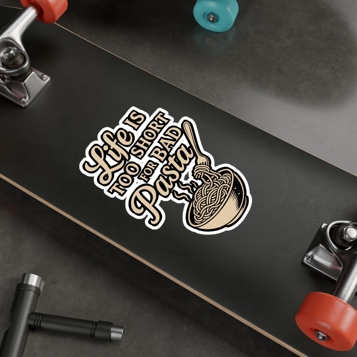 Life Is Too Short for Bad Pasta – Vinyl Sticker for Laptop or Water Bottle | Funny Spaghetti Lover Gift, Italian Food Decal