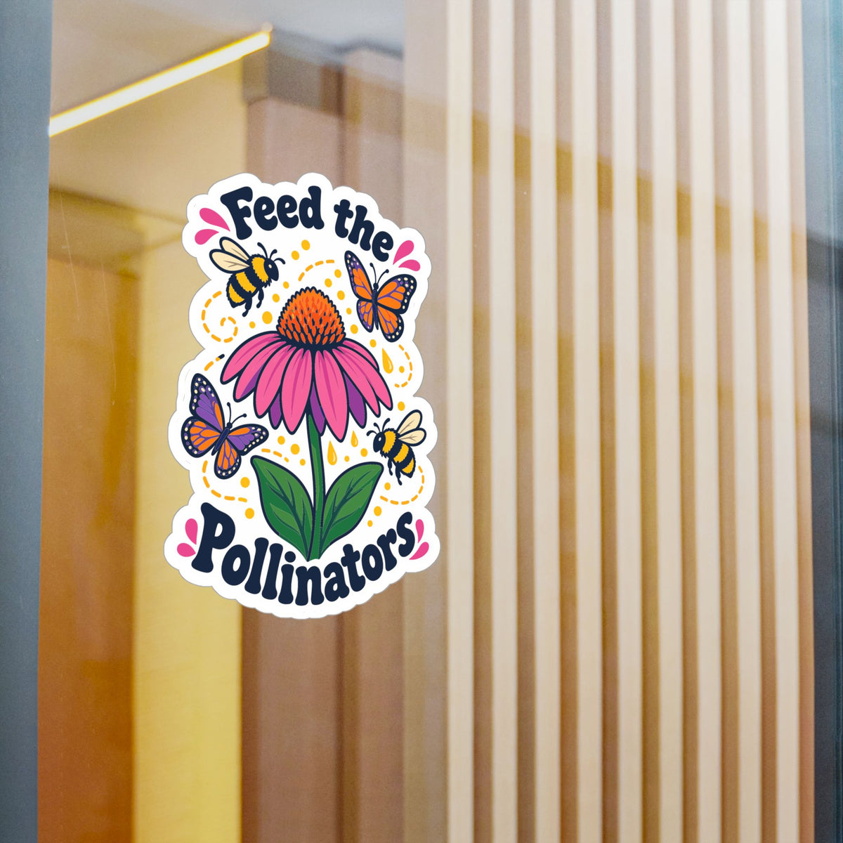 Plants Sticker - Feed The Pollinators Dandelion Design, Nature-Inspired Decals for Laptop and Water Bottle, Friendship Gift
