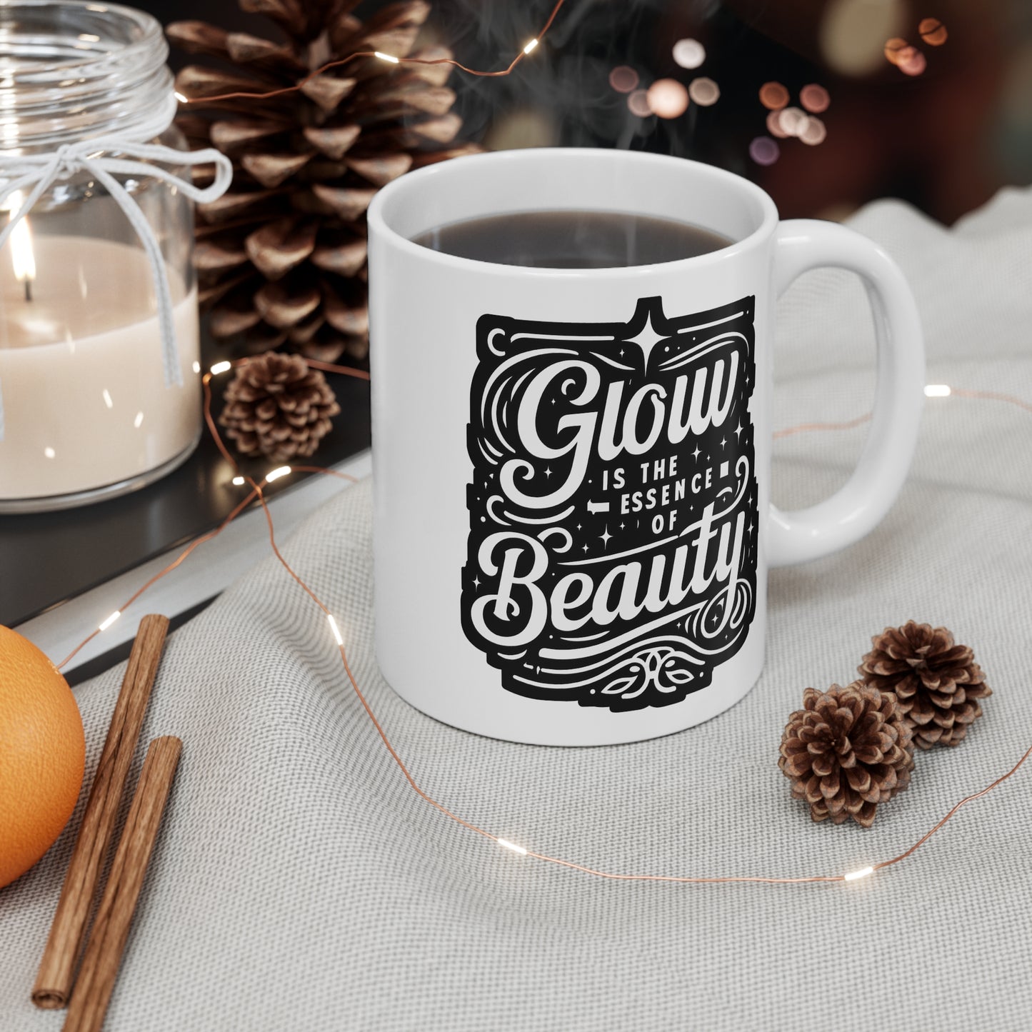 Glow is the essence of beauty - Beautician Mug for Coffee 11oz. Beautician Cup, White ceramic, Esthetician Mug - Beautician Gift