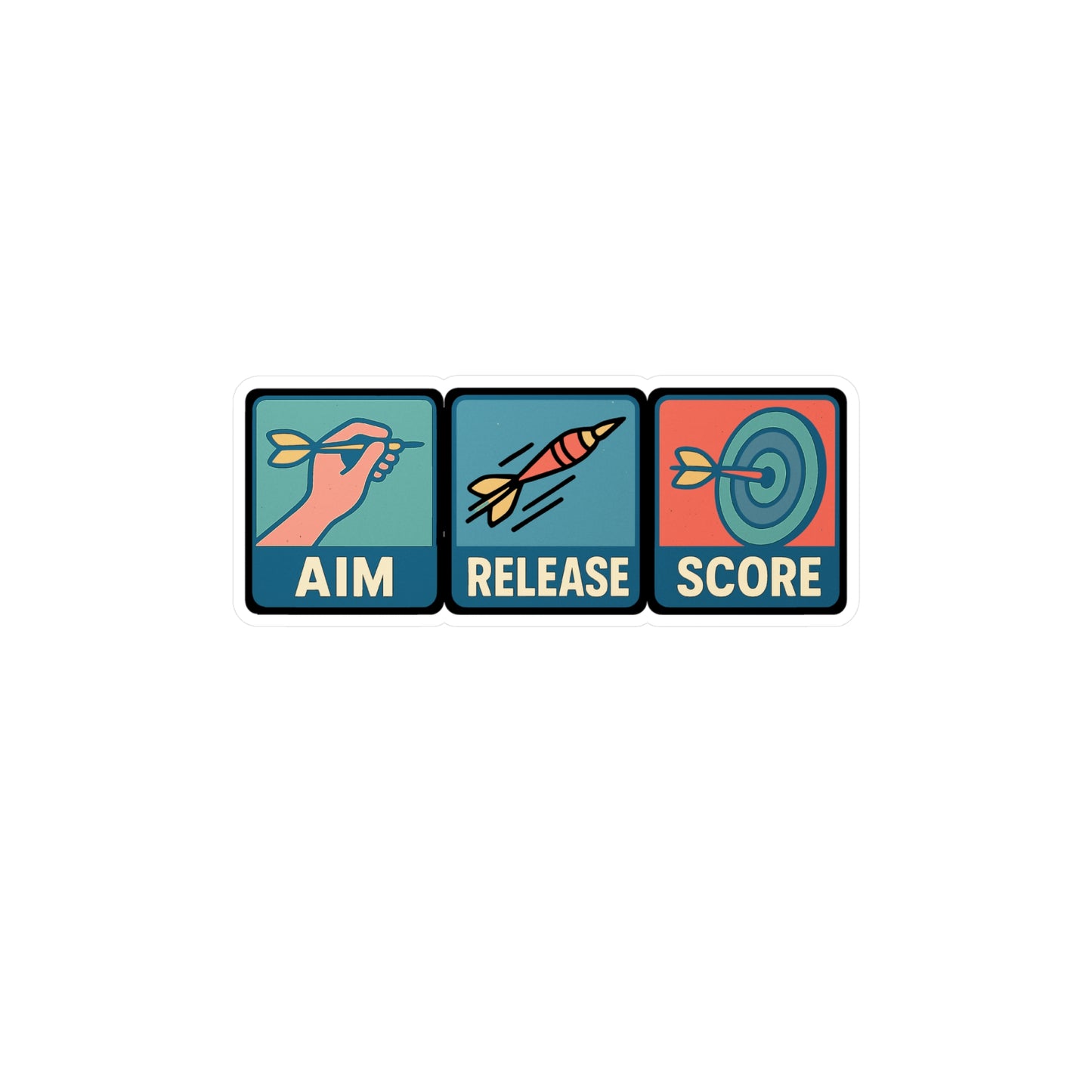 Dart Sticker – Aim Release Score Precision Decals for Laptop or Water Bottle, Bullseye Competition Vinyl, Waterproof