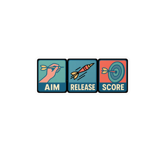 Dart Sticker – Aim Release Score Precision Decals for Laptop or Water Bottle, Bullseye Competition Vinyl, Waterproof