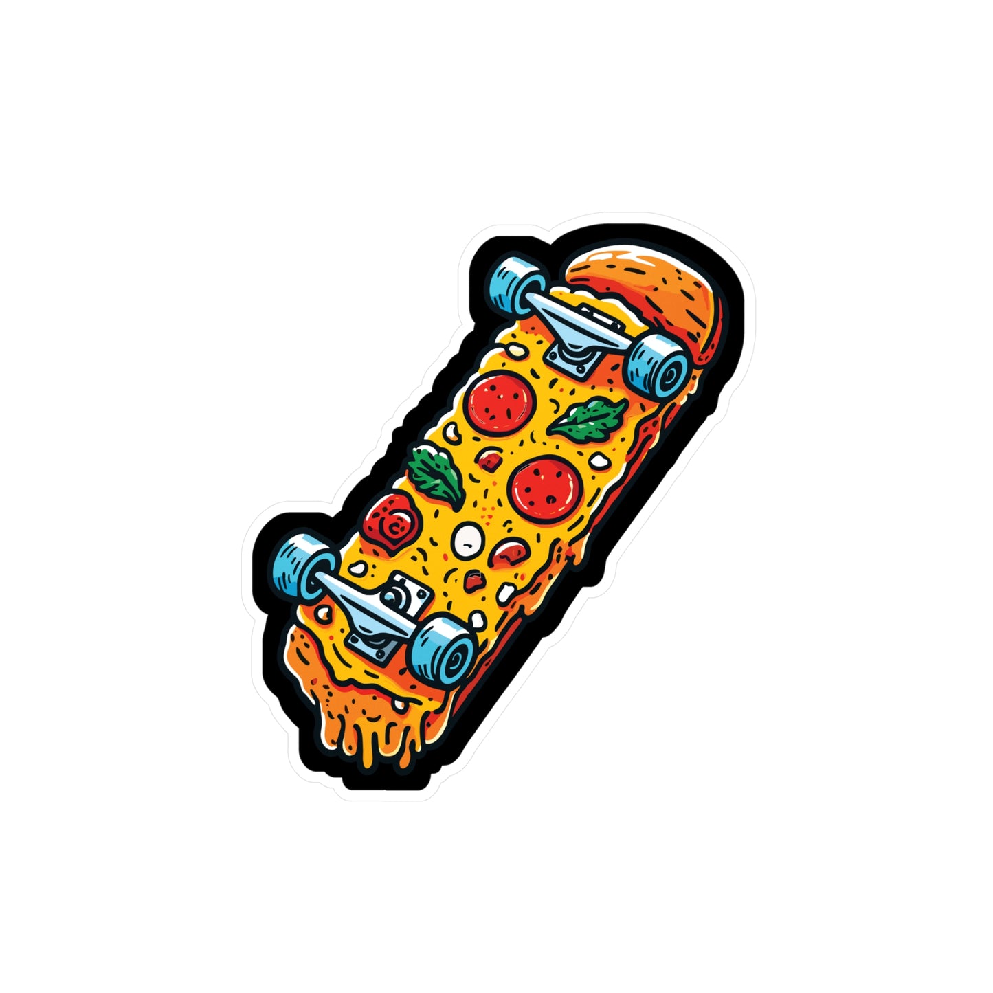 Pizza Skateboard - Skateboarding Sticker for Laptop Sticker. Water Bottle Sticker, Vinyl Skateboarder Decal - Skateboarding Gift