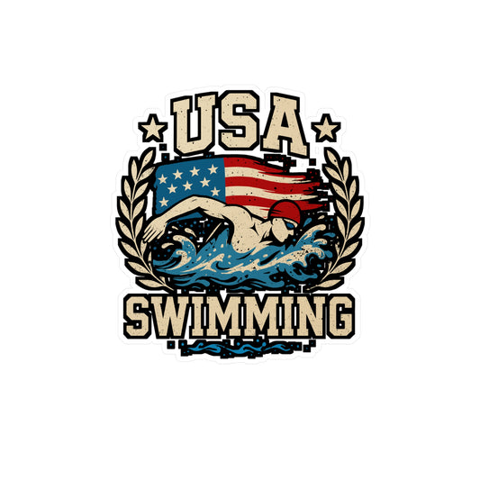 USA Swimming - Swimming Sticker for Laptop, Water Bottle - Gift for Swimmers, Swim Team, Athletes