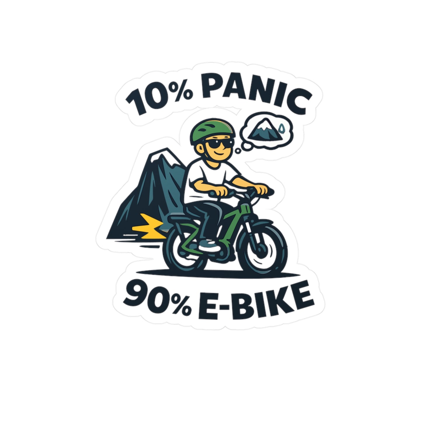 E-Bike Sticker 10% Panic Club Funny Electric Bike Decals Waterproof Vinyl for Laptop, Water Bottle, eCycling e Cyclist