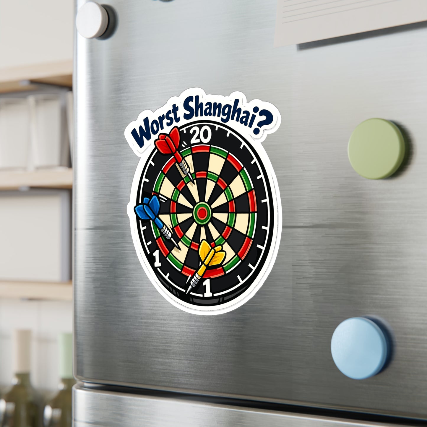 Dart Sticker "Worst Shanghai?" Funny Dartboard Drinking Team Arrow Design Vinyl Waterproof Decals for Laptop Water Bottle