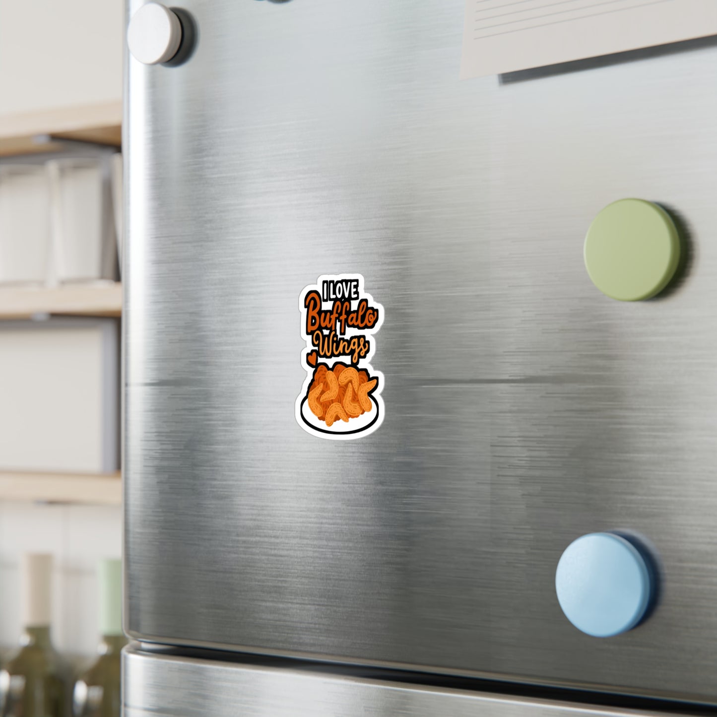 I Love Buffalo Wings - Chicken-wings Sticker for Laptop Sticker. Water Bottle Sticker, Vinyl Buffalo Decal - Chicken-wings Gift