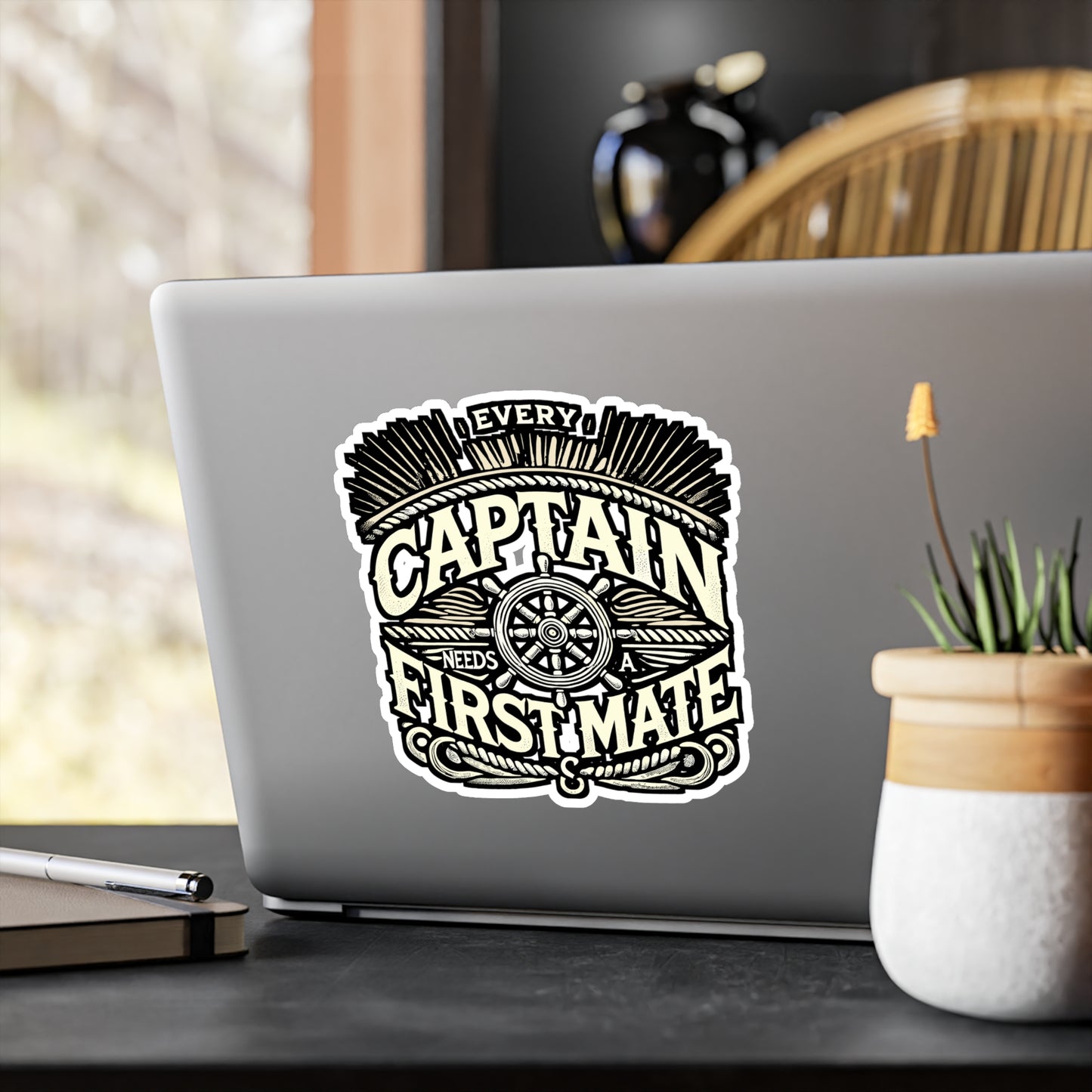 Every Captain Needs A First Mate – Sailing Sticker for Laptop or Water Bottle | Nautical Vinyl Decal, Boating Gift