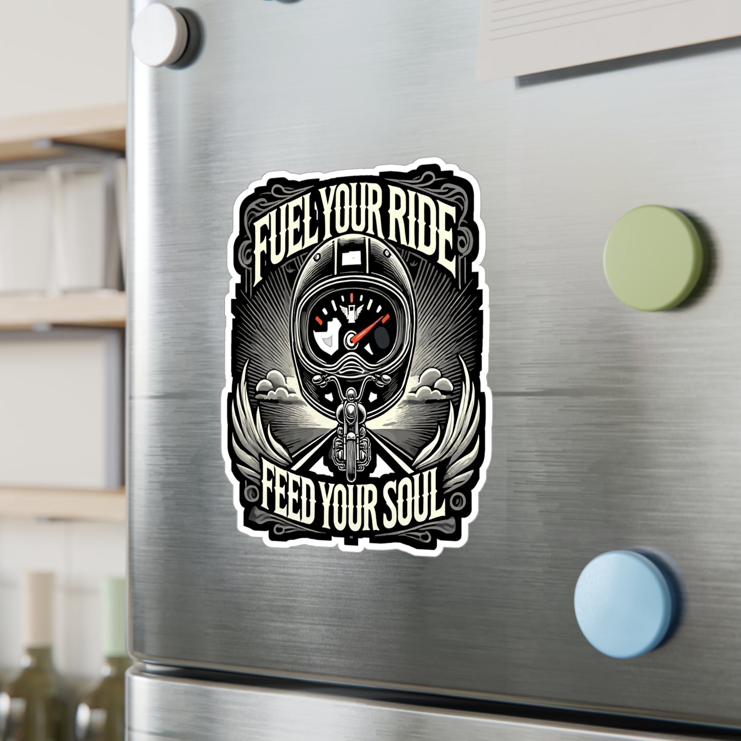 Fuel Your Ride Feed Your Soul - Motorcycle Sticker for Laptop Sticker. Water Bottle Sticker, Vinyl Biker Decal - Motorcycle Gift