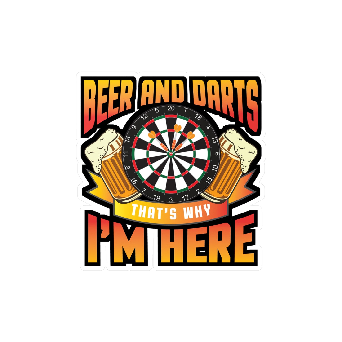 Beer and Darts - Dart Sticker for Car Window Laptop Sticker. Water Bottle Sticker, Vinyl Darts Decal, Dart player Sticker - Dart Gift