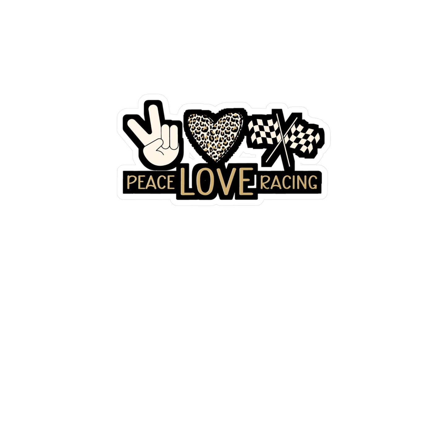 Peace Love Racing - Car-racing Sticker for Laptop Sticker. Water Bottle Sticker, Vinyl Skid Decal - Car-racing Gift