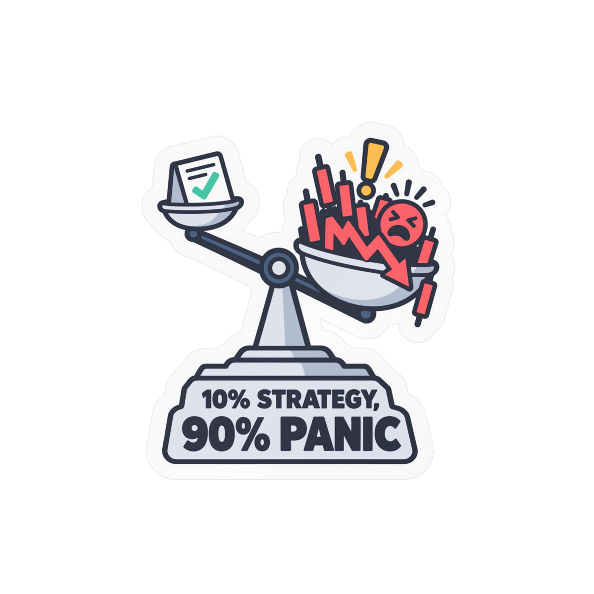 Day Trading Sticker - 10% Strategy, 90% Panic - Funny Stock Market and Forex Trader Decals for Laptop or Water Bottle