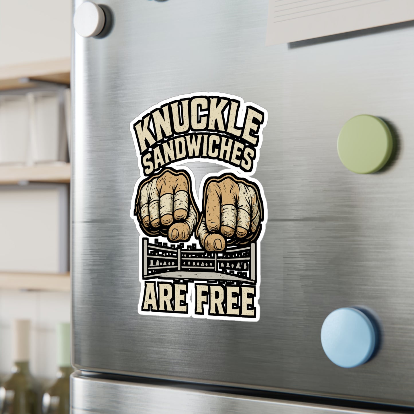 Knuckle Sandwiches Are Free - Boxing Sticker for Laptop, Water Bottle - Funny Gift for Boxers, Gym Fans, Sports Enthusiasts