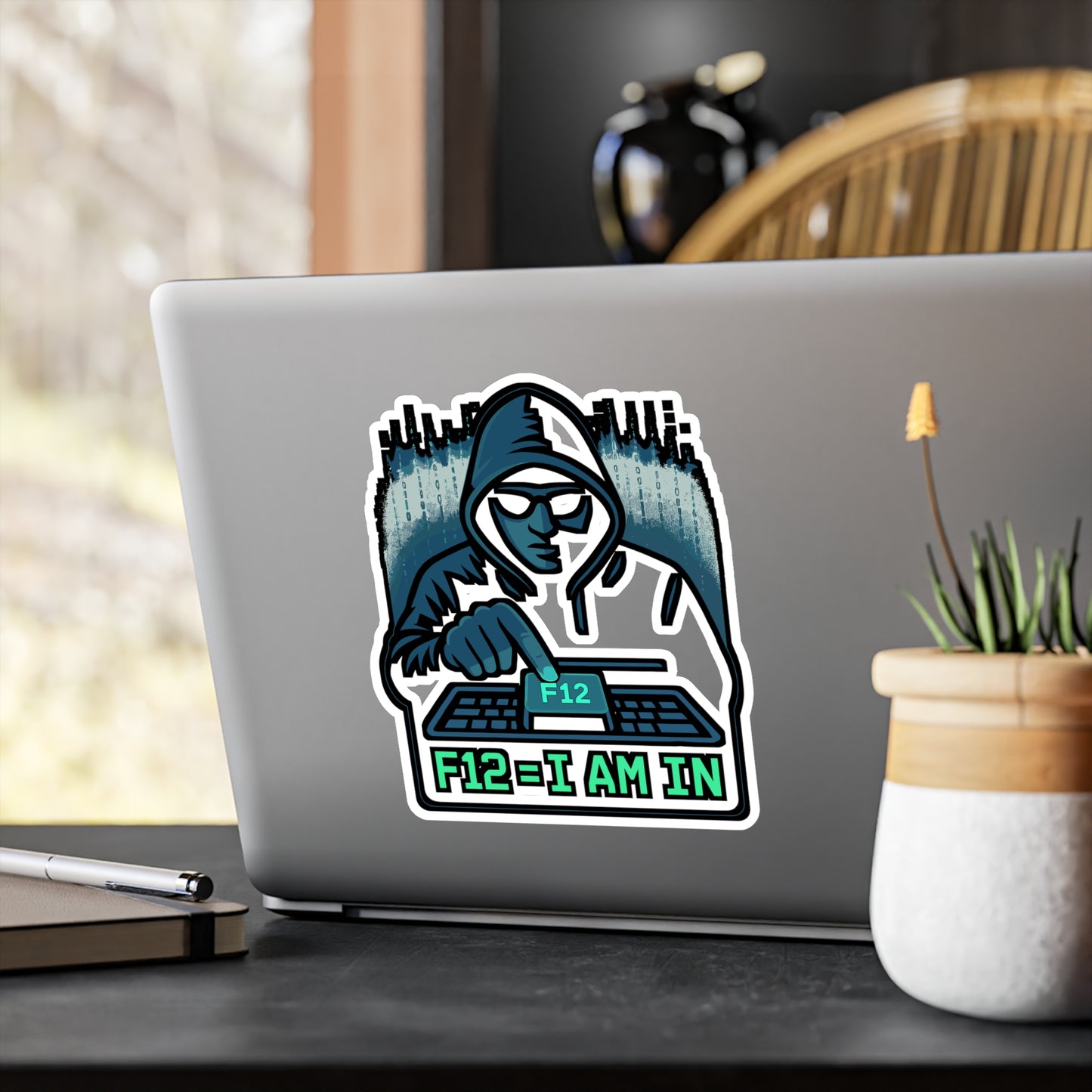 Hacker Sticker – F12 = I Am In Cyberpunk Decals for Laptop, Water Bottle, Coding Keyboard, Vinyl Waterproof Hacker Gift