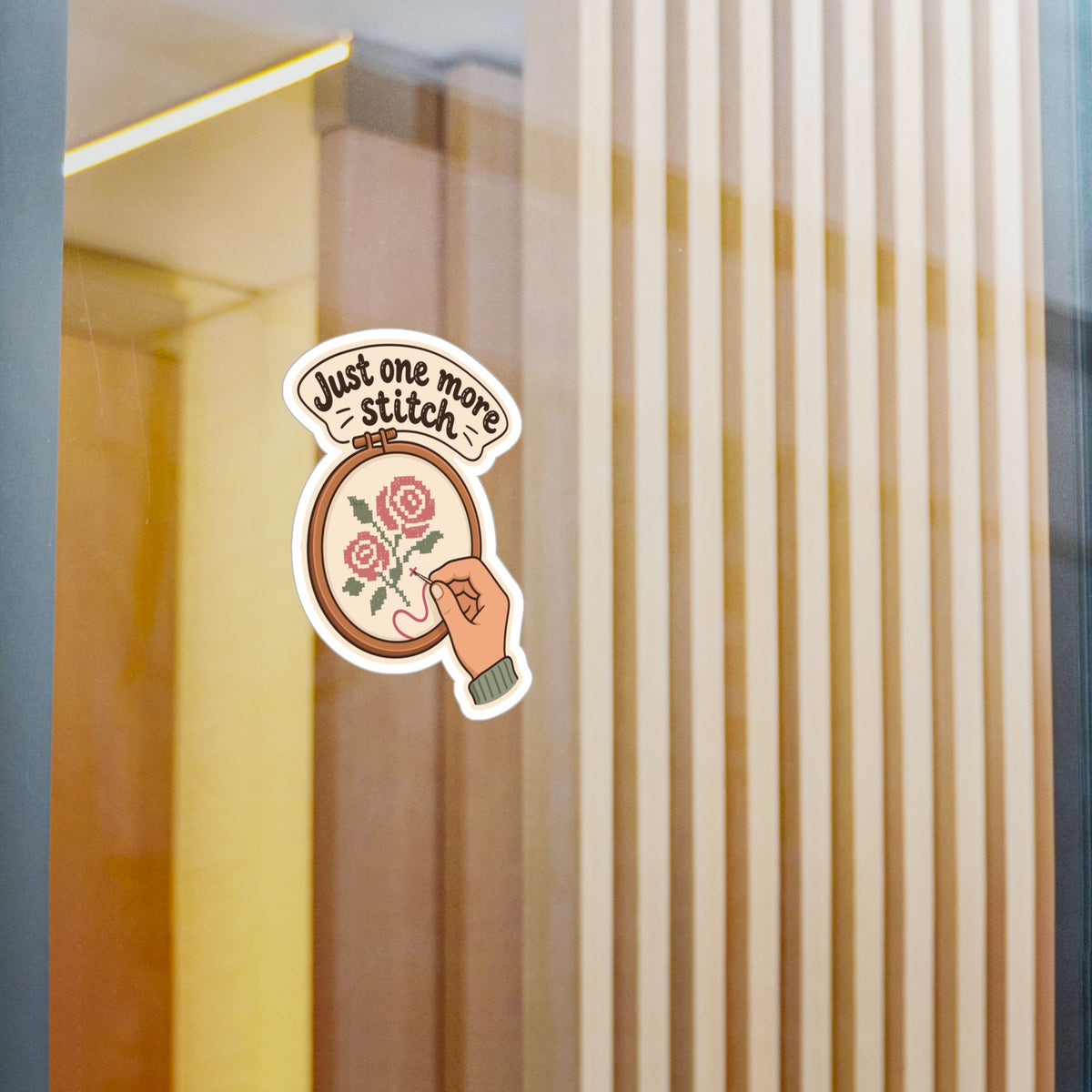 Embroidery Sticker – Just One More Stitch Decals for Needlework Lovers and Stitching Fans, Crafting Decor for Laptop or Water Bottle