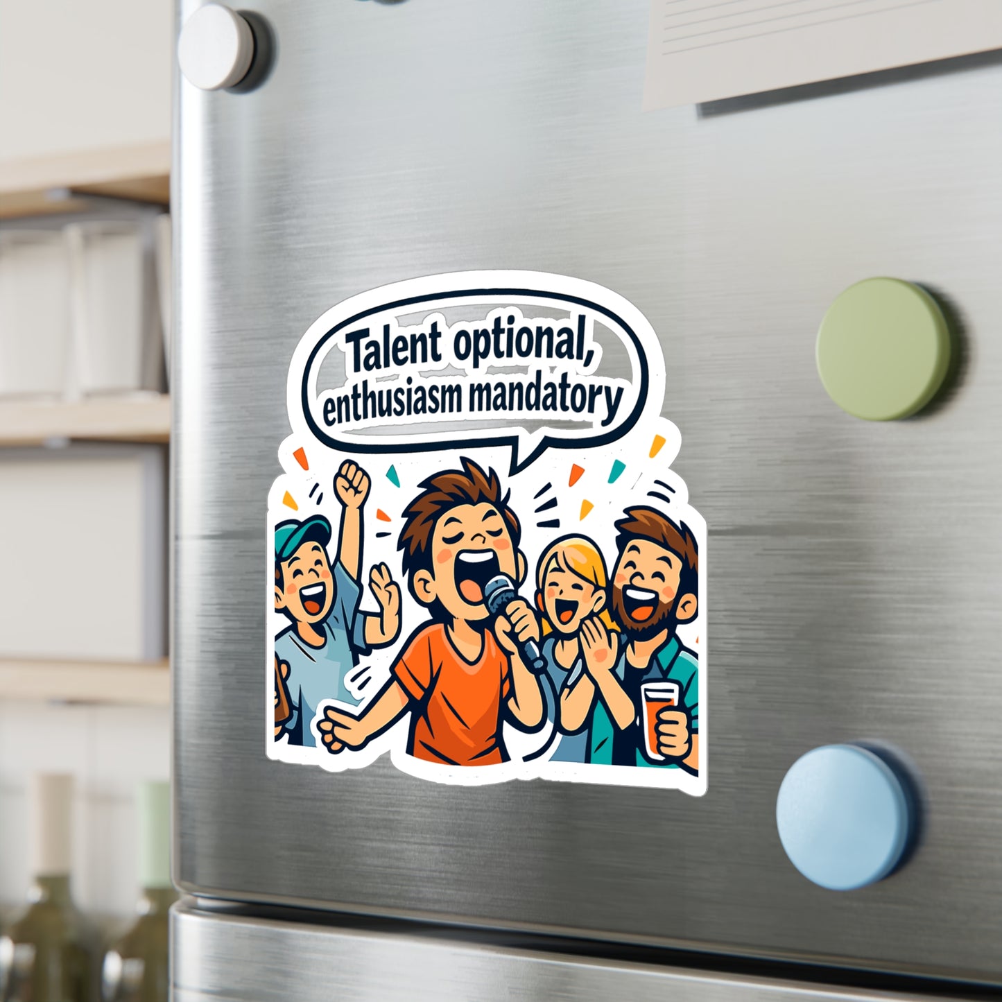 Karaoke Sticker "Talent optional, enthusiasm mandatory" Funny Music Beer Booze decals, Waterproof Vinyl sticker for Laptop, Water Bottle