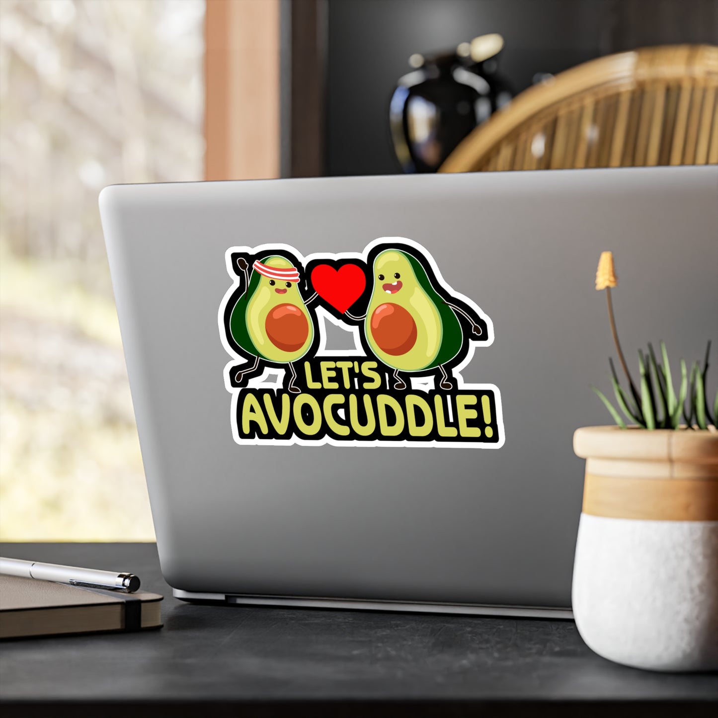Let s avocuddle! - Plant-based Sticker for Laptop Sticker. Water Bottle Sticker, Vinyl Vegan Decal - Plant-based Gift