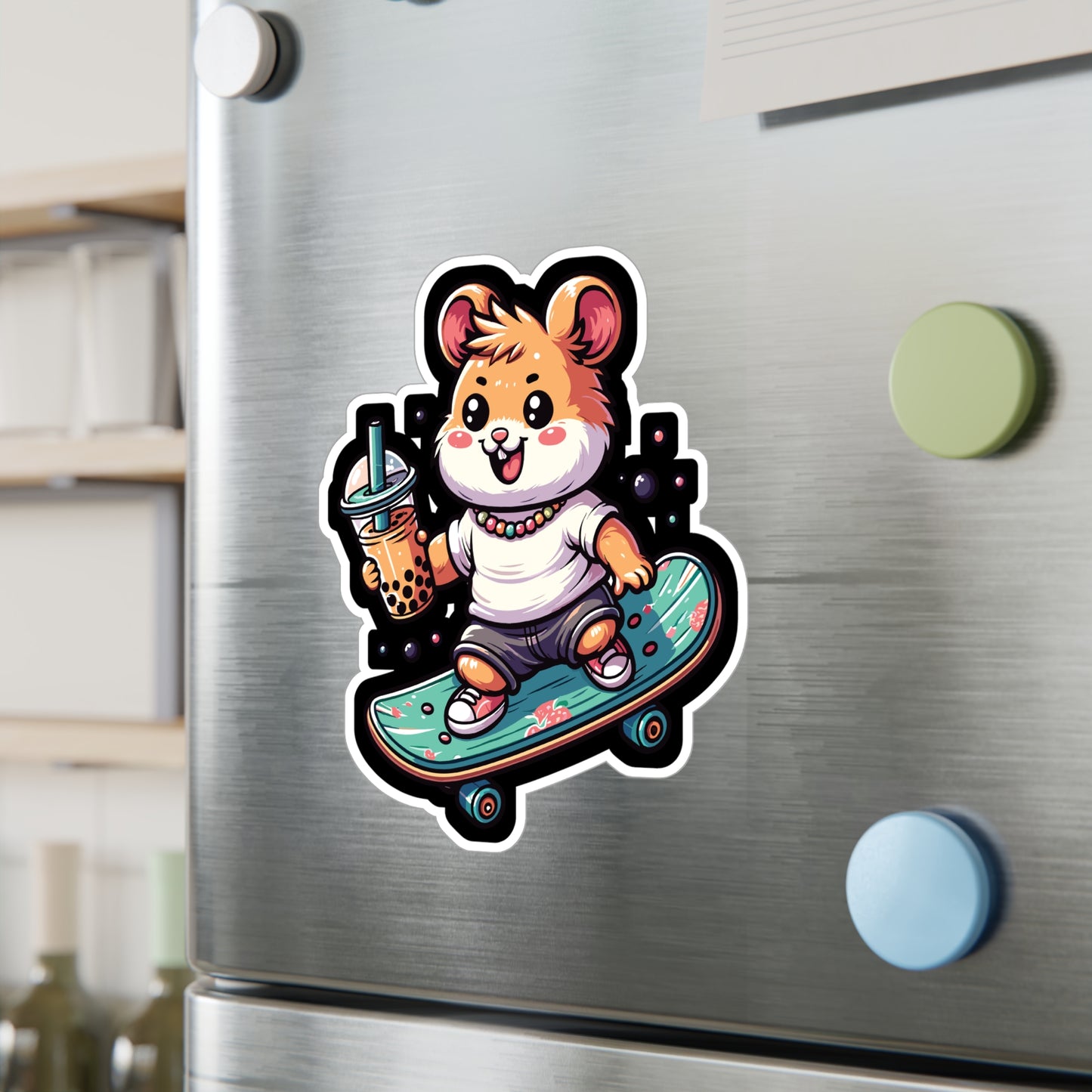 Skateboard Hamster - Hamster Sticker for Laptop Sticker. Water Bottle Sticker, Vinyl Skateboard Decal - Hamster Gift