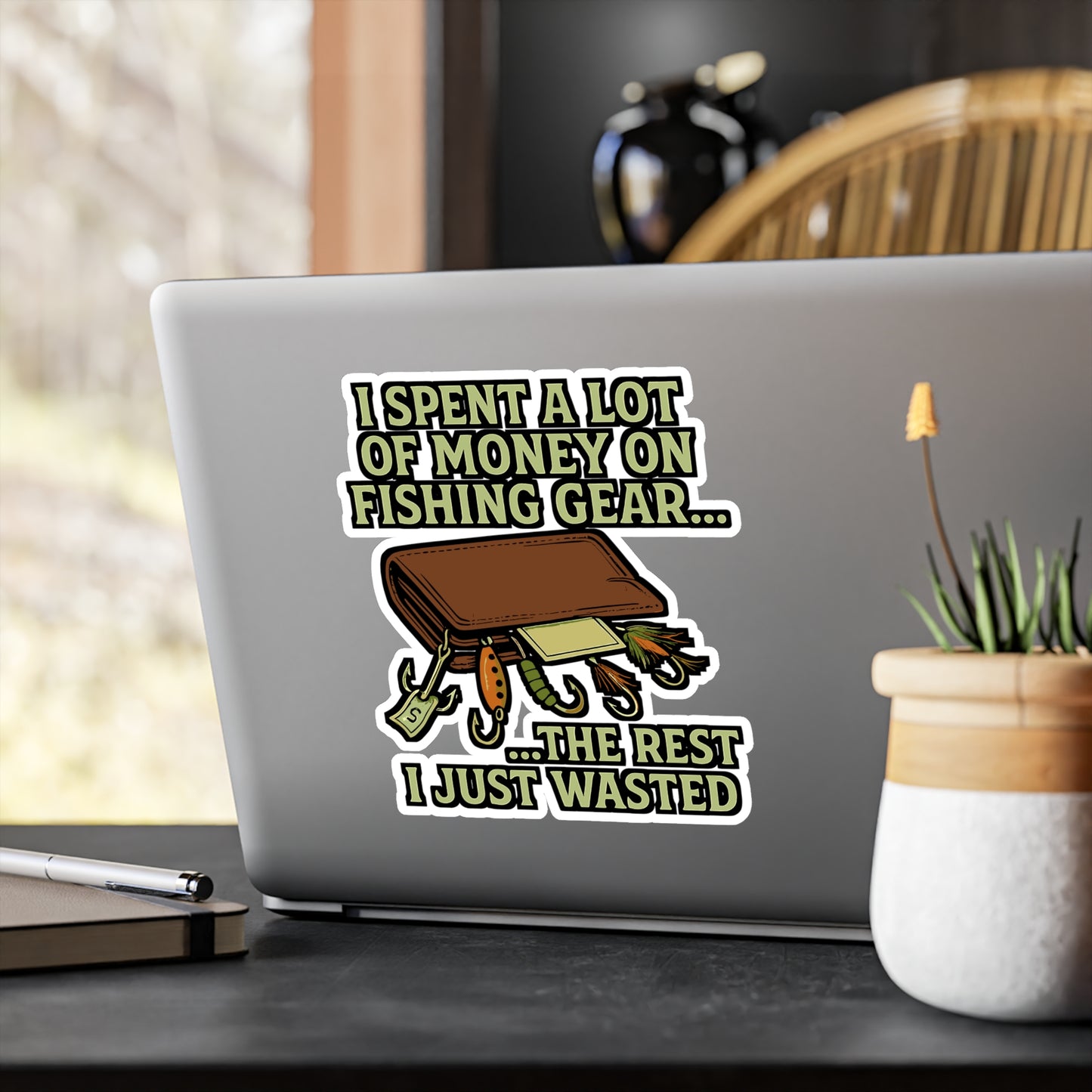 Fishing Sticker – I Spent A Lot Of Money On Fishing Gear Decal, Waterproof Angler Vinyl Sticker for Tackle Box, Laptop, Bait Enthusiasts