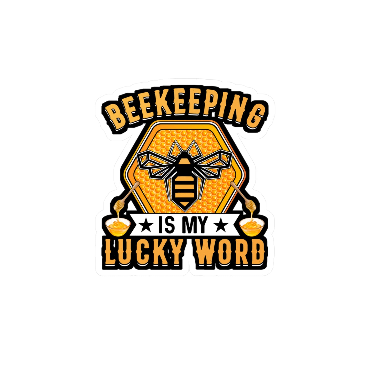 Beekeeping is my lucky word - Beekeeping Sticker for Laptop Sticker. Water Bottle Sticker, Vinyl Brood Decal - Beekeeping Gift