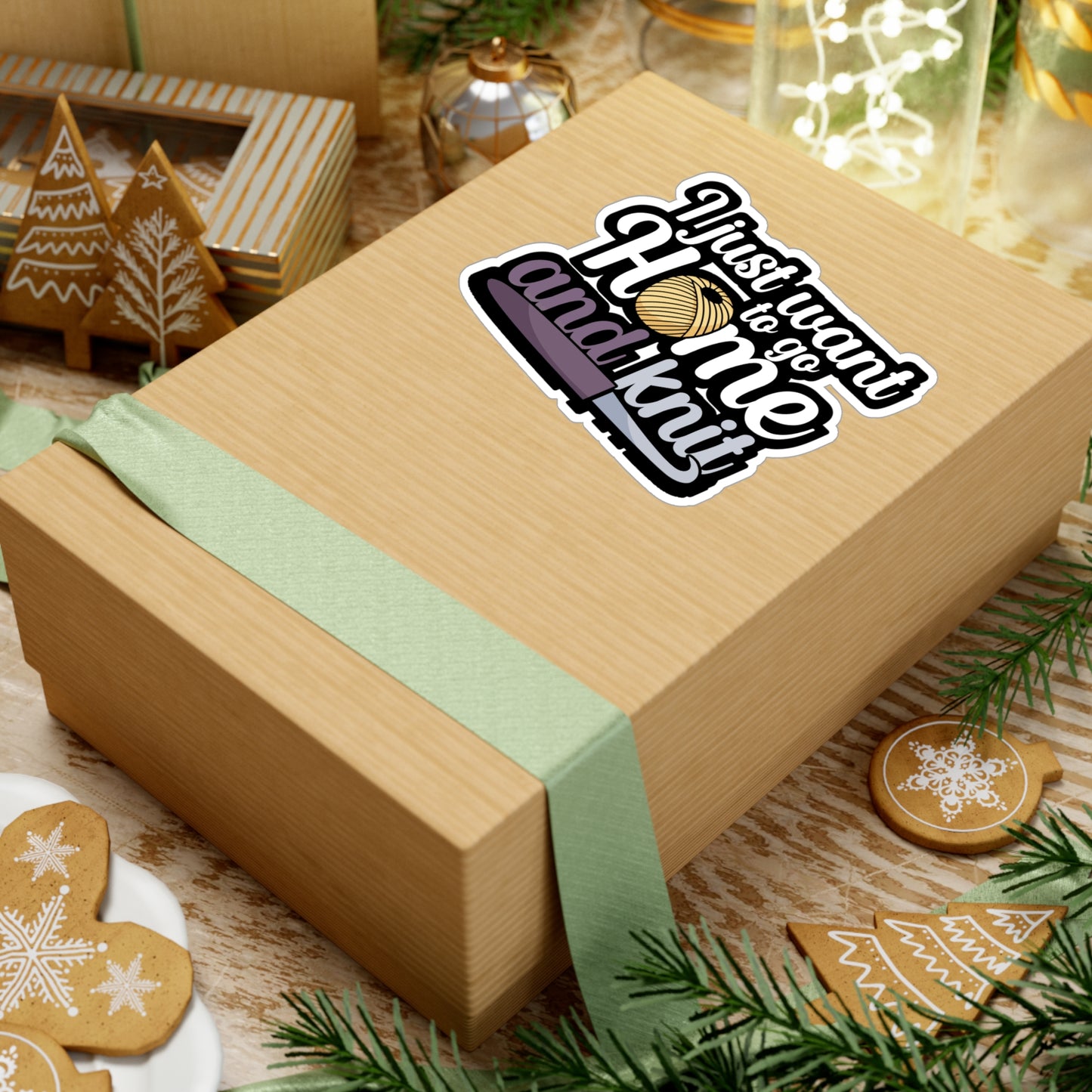 I just want to go home an knit - Crocheting Sticker for Wall, Laptop, Window, Truck, Car Crocheting Gift Vinyl Crocheter Decal Sticker