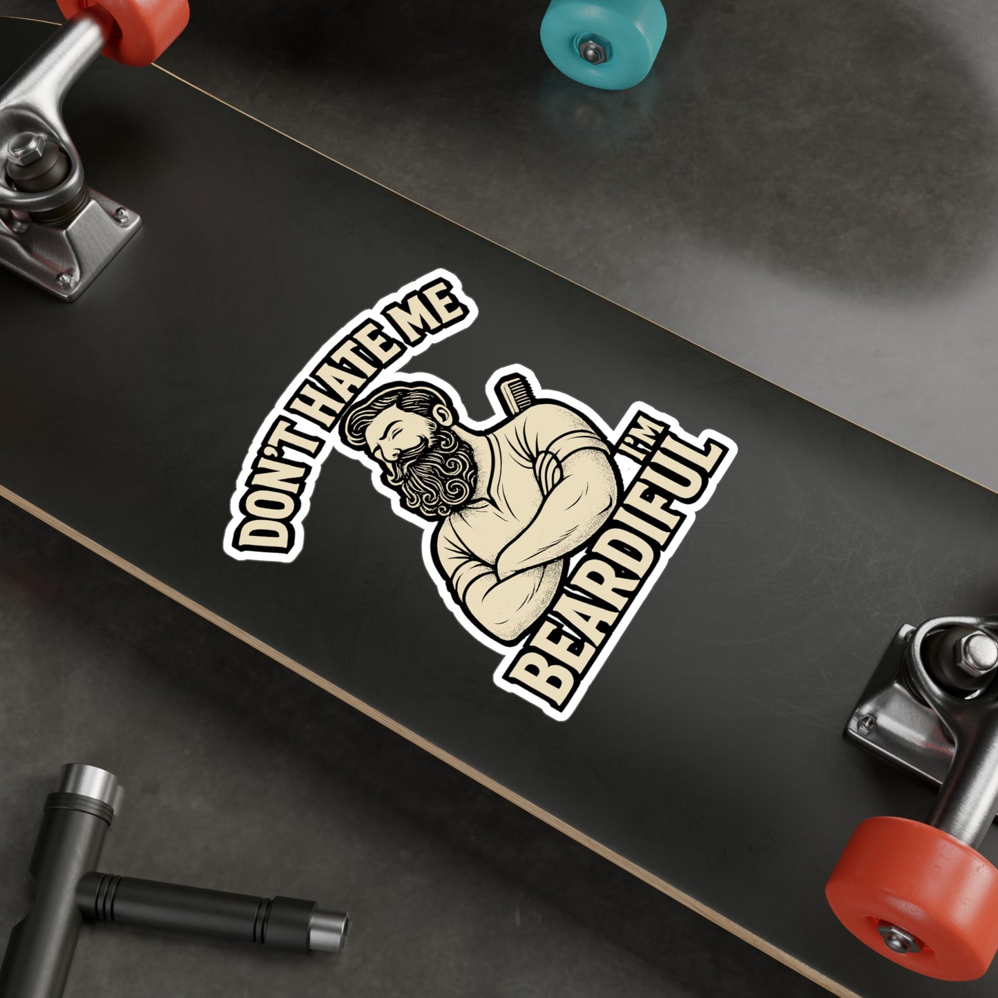 Bearded Sticker – Don't Hate Me Because I'm Beardiful Decals for Laptop, Water Bottle – Funny Goatee, Beard Gift, Waterproof Vinyl