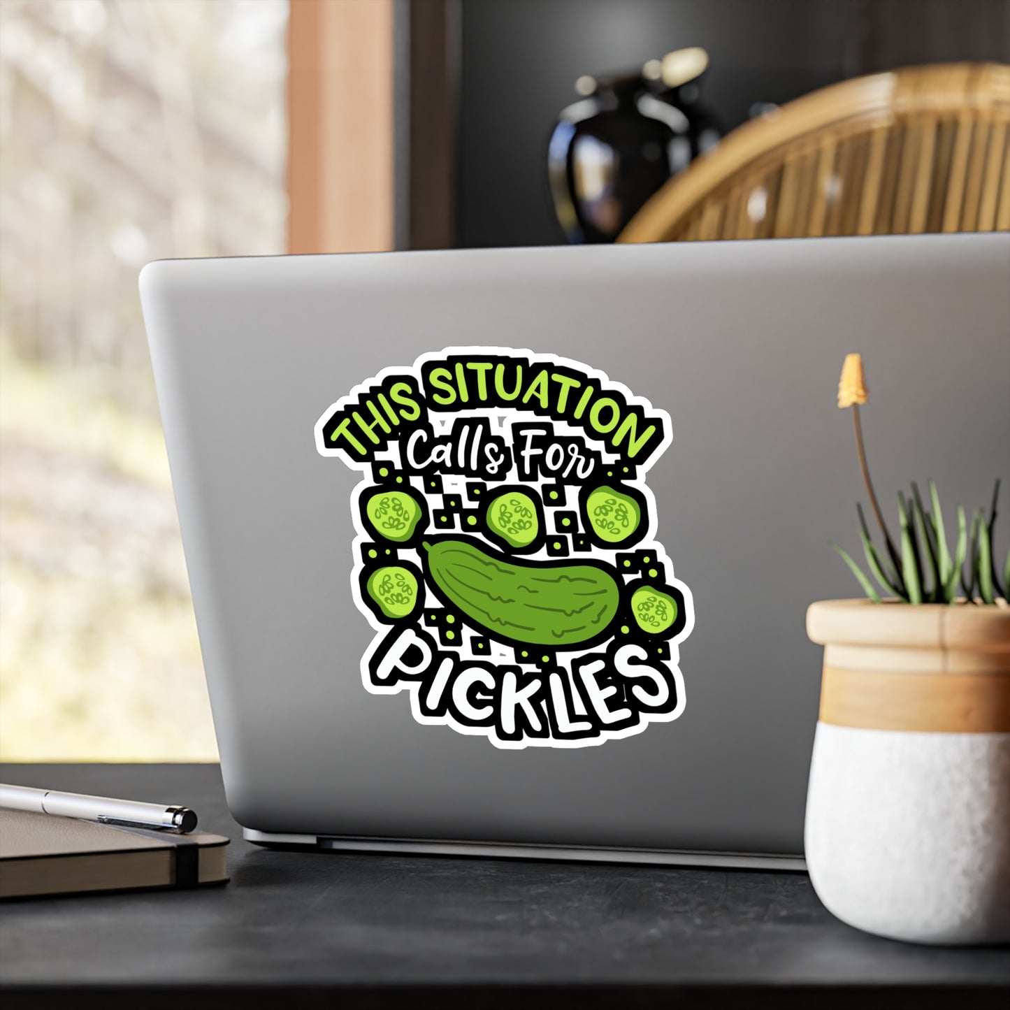 This Situation Calls For Pickles - Pickle Sticker for Laptop Sticker. Water Bottle Sticker, Vinyl Cucumber Decal - Pickle Gift