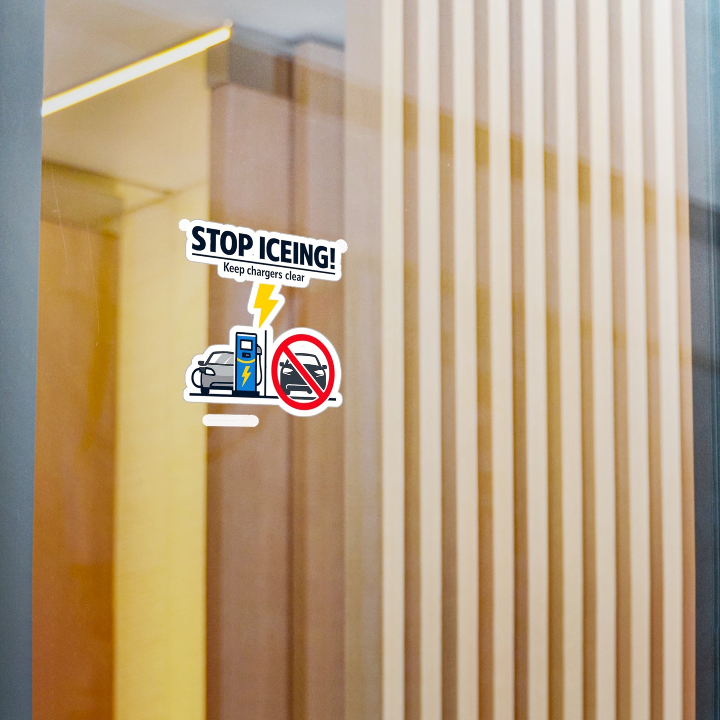 Electric Car Sticker "Stop ICEing!" Waterproof Vinyl sticker decals for electric vehicle, rechargeable battery, Laptop, Water Bottle