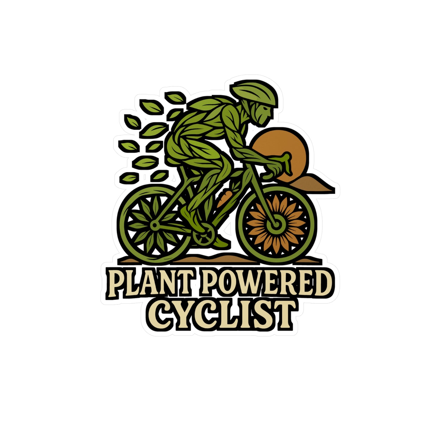 Plant Powered Cyclist – Vegan Cycling Sticker for Laptop or Water Bottle | Eco Biker Gift, Vinyl Decal