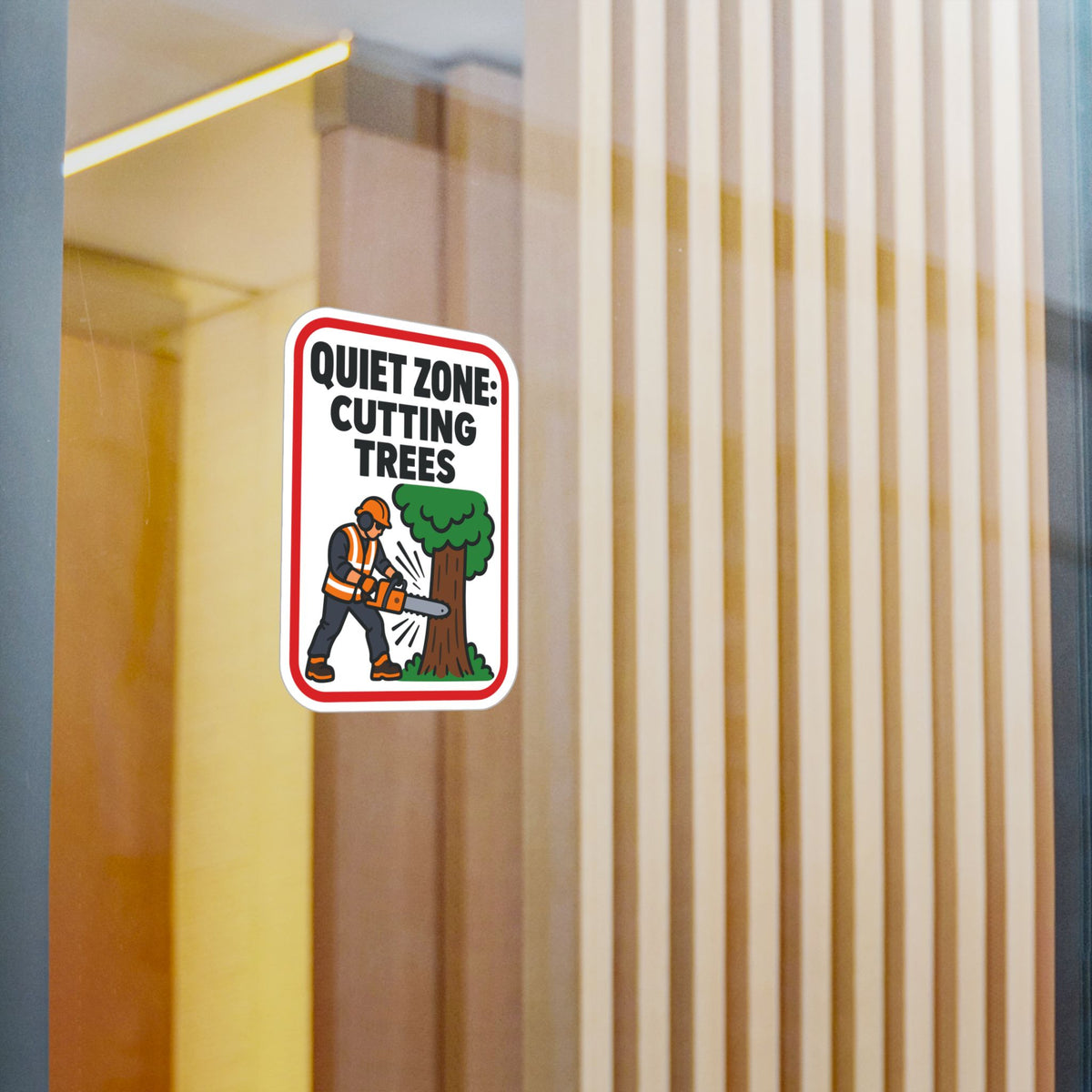 Tree Sticker - Quiet Zone: Cutting Trees - Funny Design for a Tree Worker or Branch Manager, Laptop and Water Bottle Decals