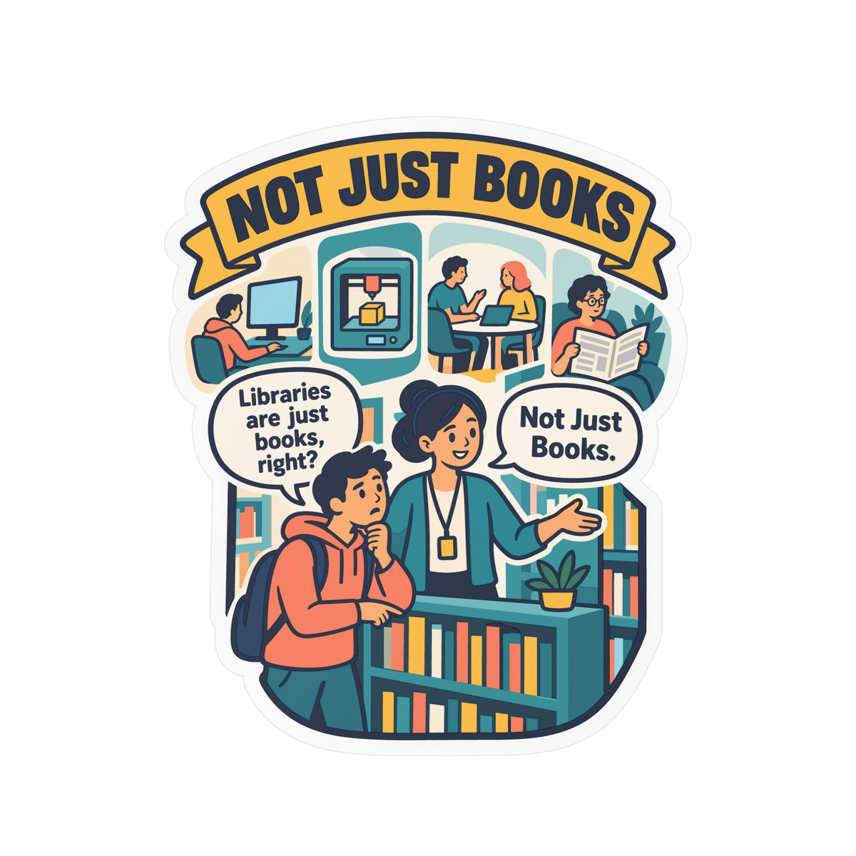 Librarian Sticker - Not Just Books, Fabulous and Magical Unicorn Decals for Laptop and Water Bottle