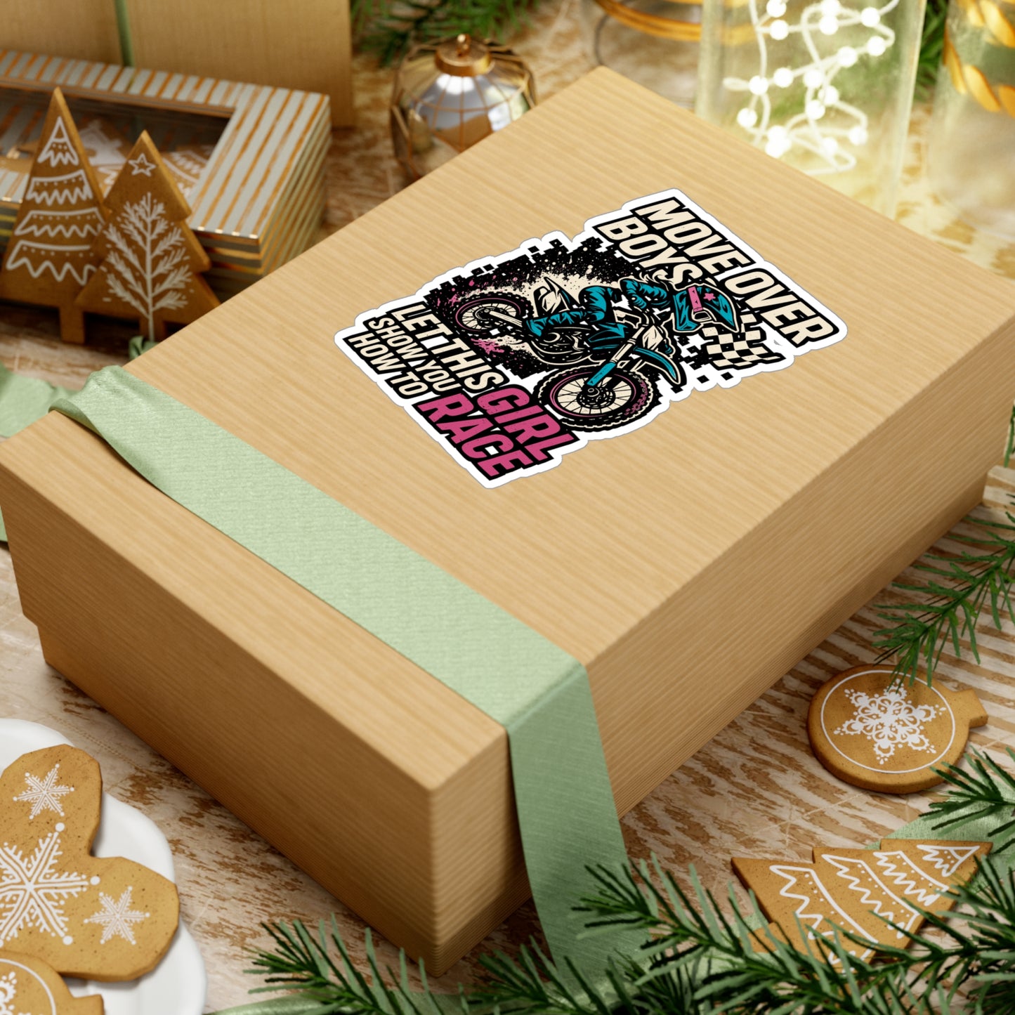 Move Over Boys Let This Girl Show You How To Race – Motorcycle Sticker for Laptop, Water Bottle, Vinyl Racing Decal, Biker Gift