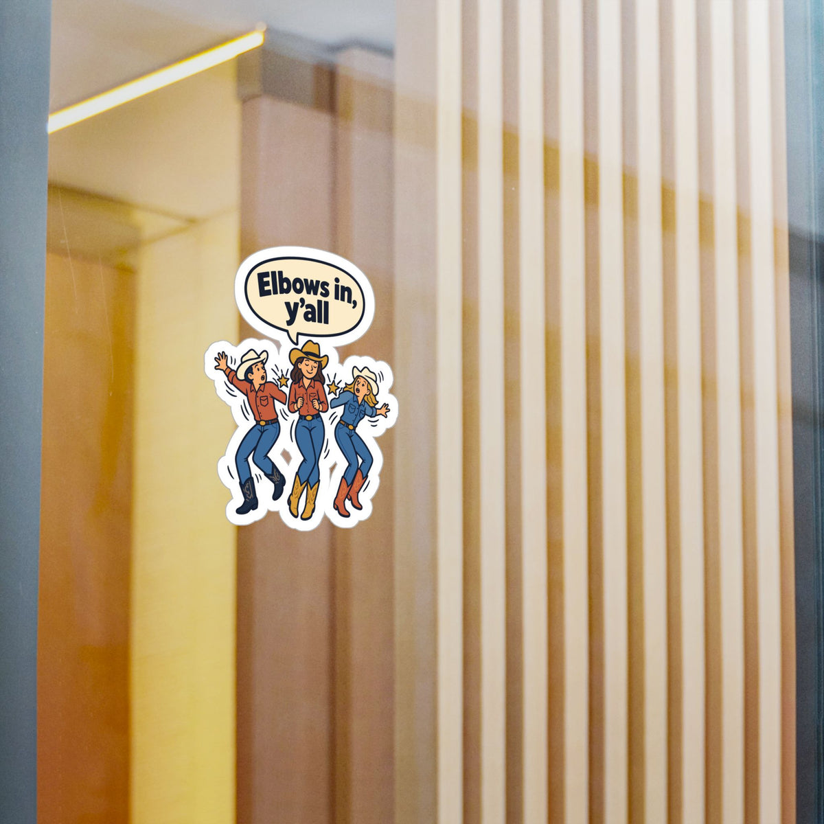 Line Dance Sticker - Elbows in, y’all - Western Country Life Design for Dancers, Laptop and Water Bottle Decals